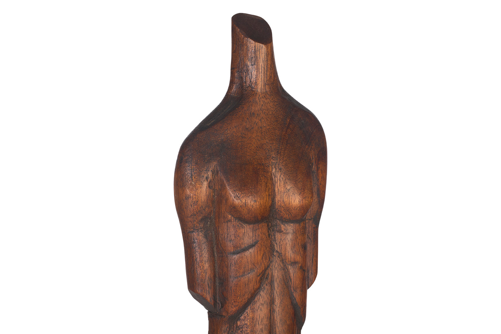 Pair of Carved Wooden Torso of a Female and Male