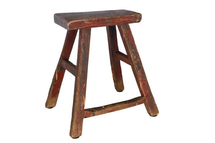 Primitive Red Stool with Slash Marks