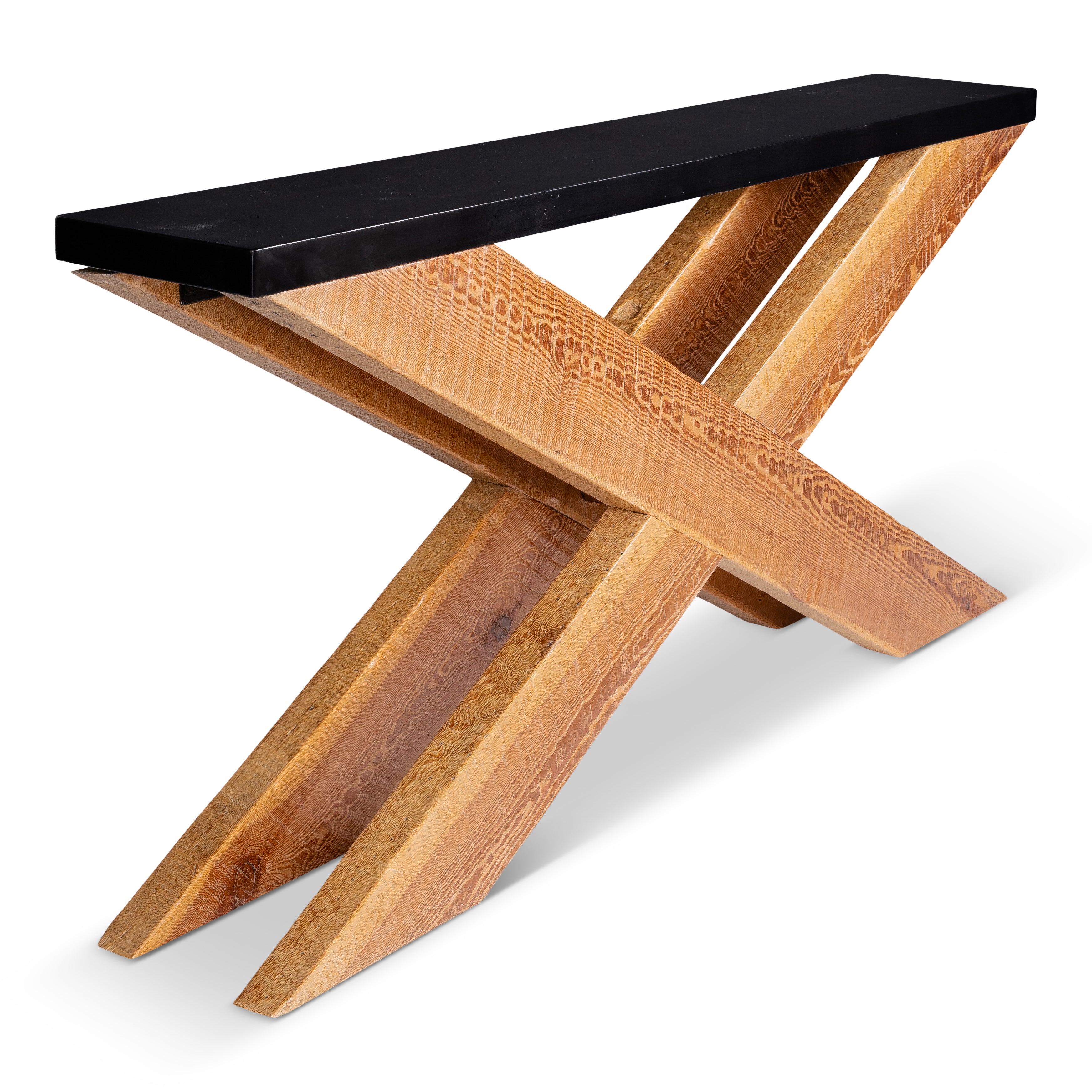 Double X Base Console Table with Stone Top