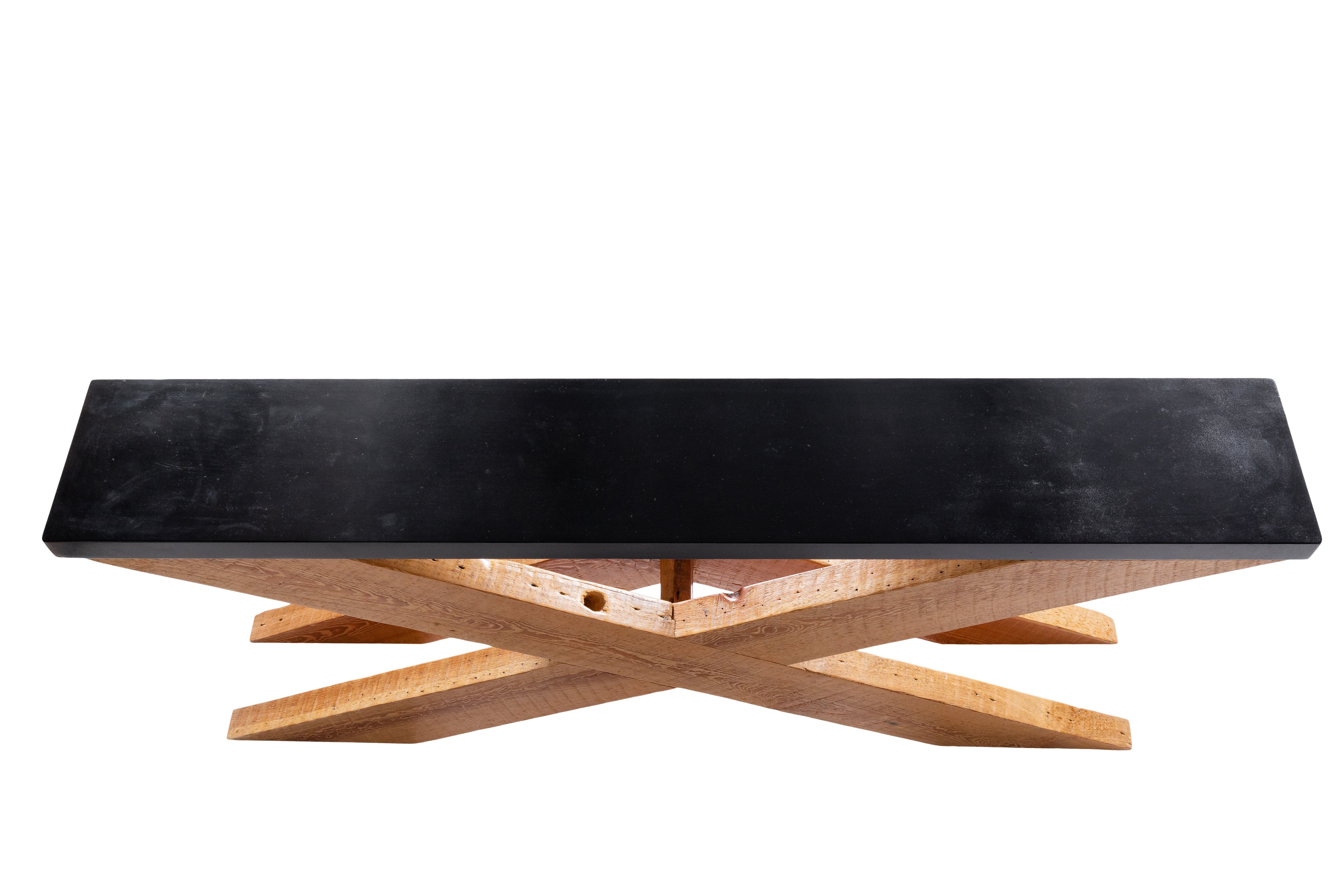 Double X Base Console Table with Stone Top