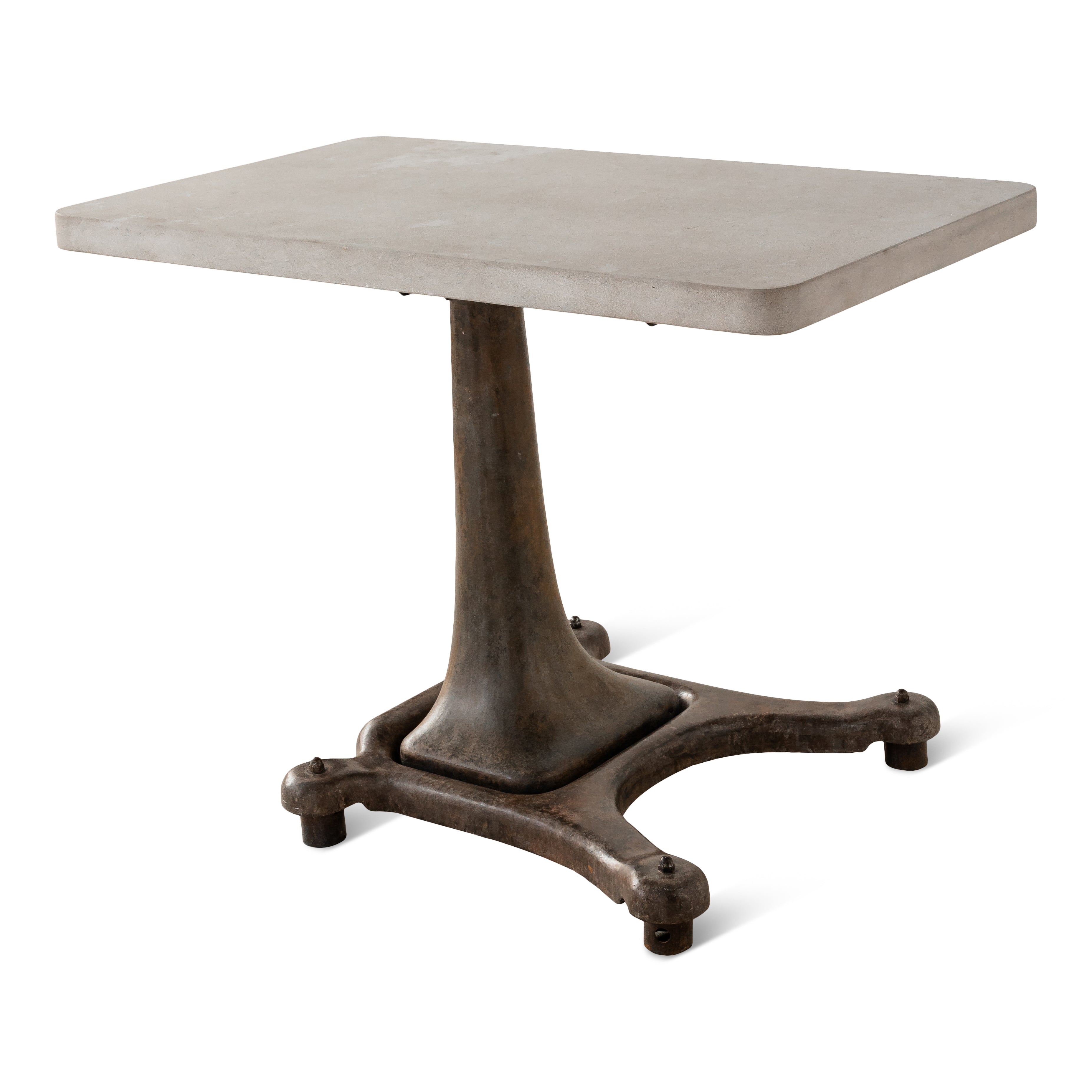 Industrial Base Table with Limestone Top