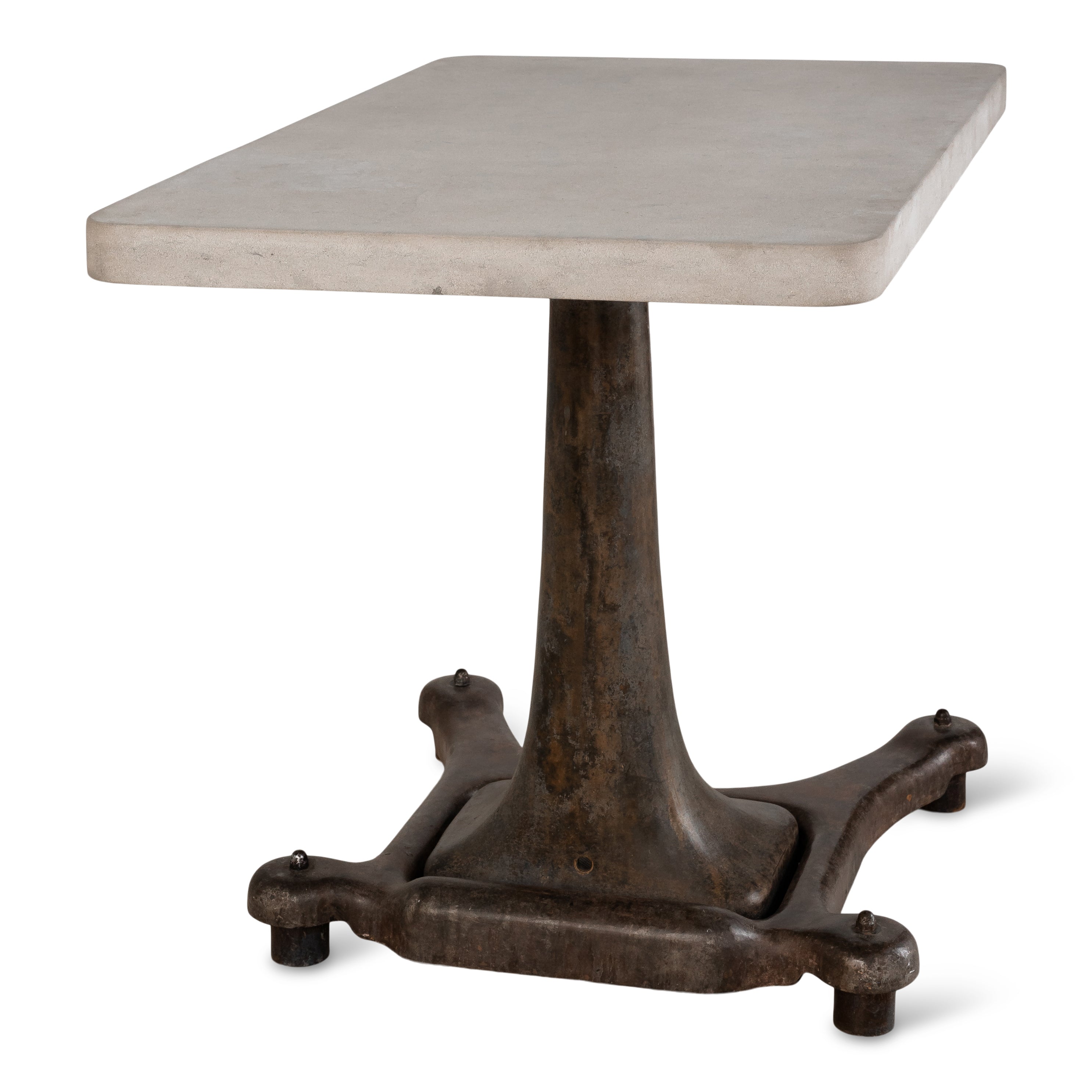 Industrial Base Table with Limestone Top