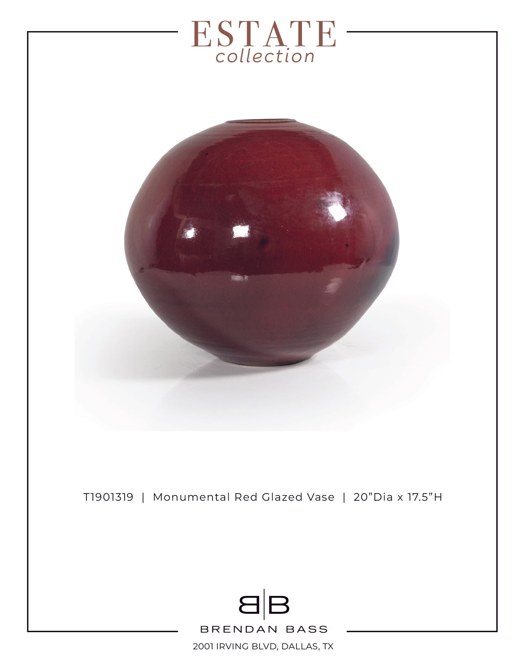 Gerald Newcomb Monumental Red Glazed Vase