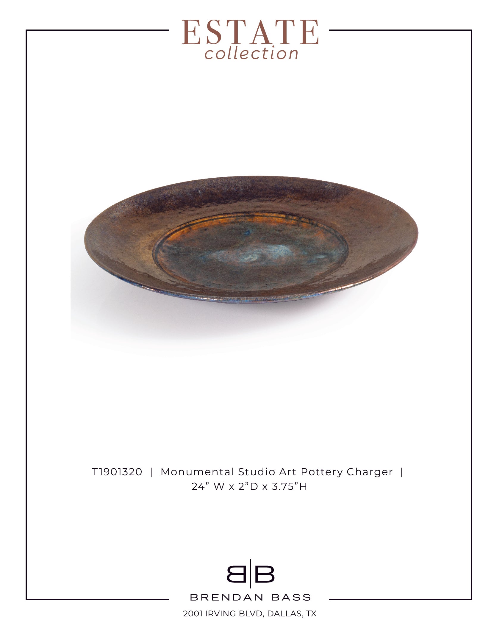 Monumental Studio Art Pottery Charger