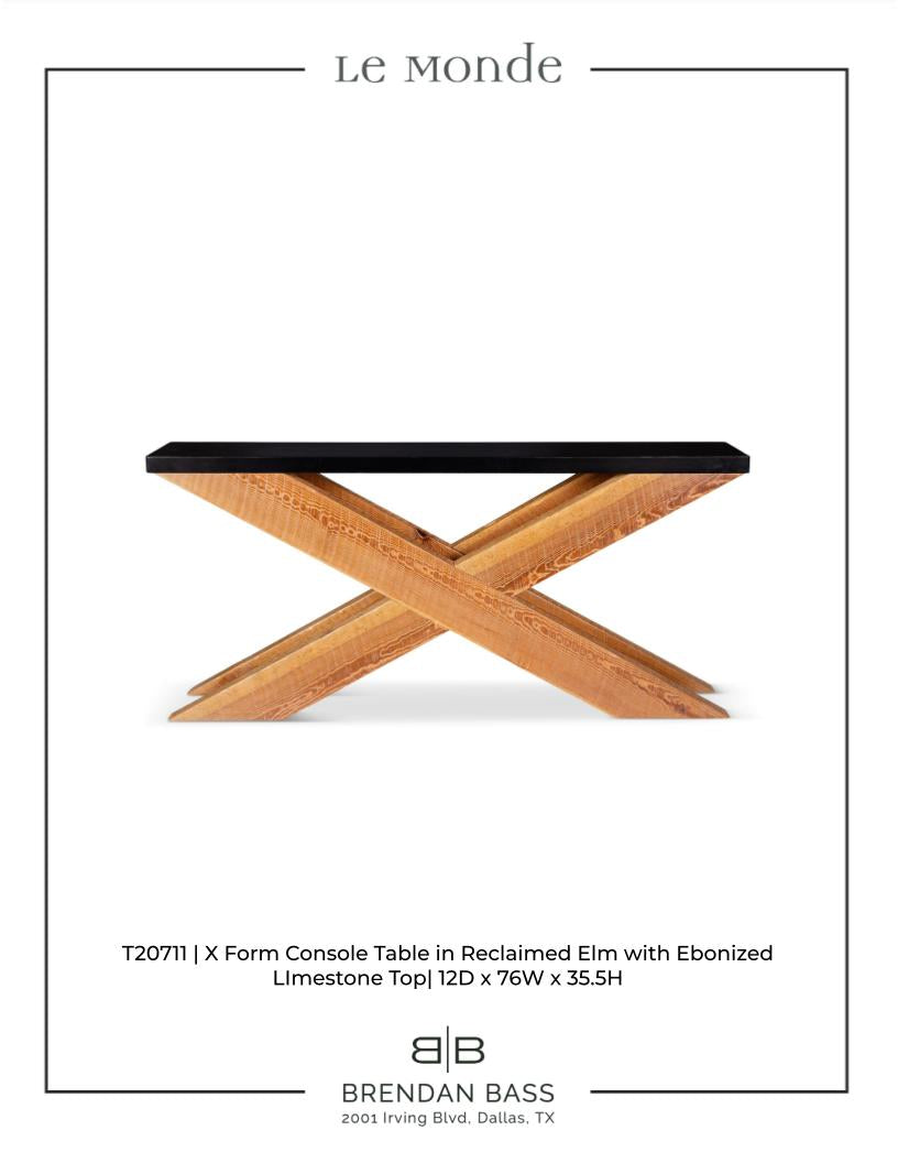 Double X Base Console Table with Stone Top