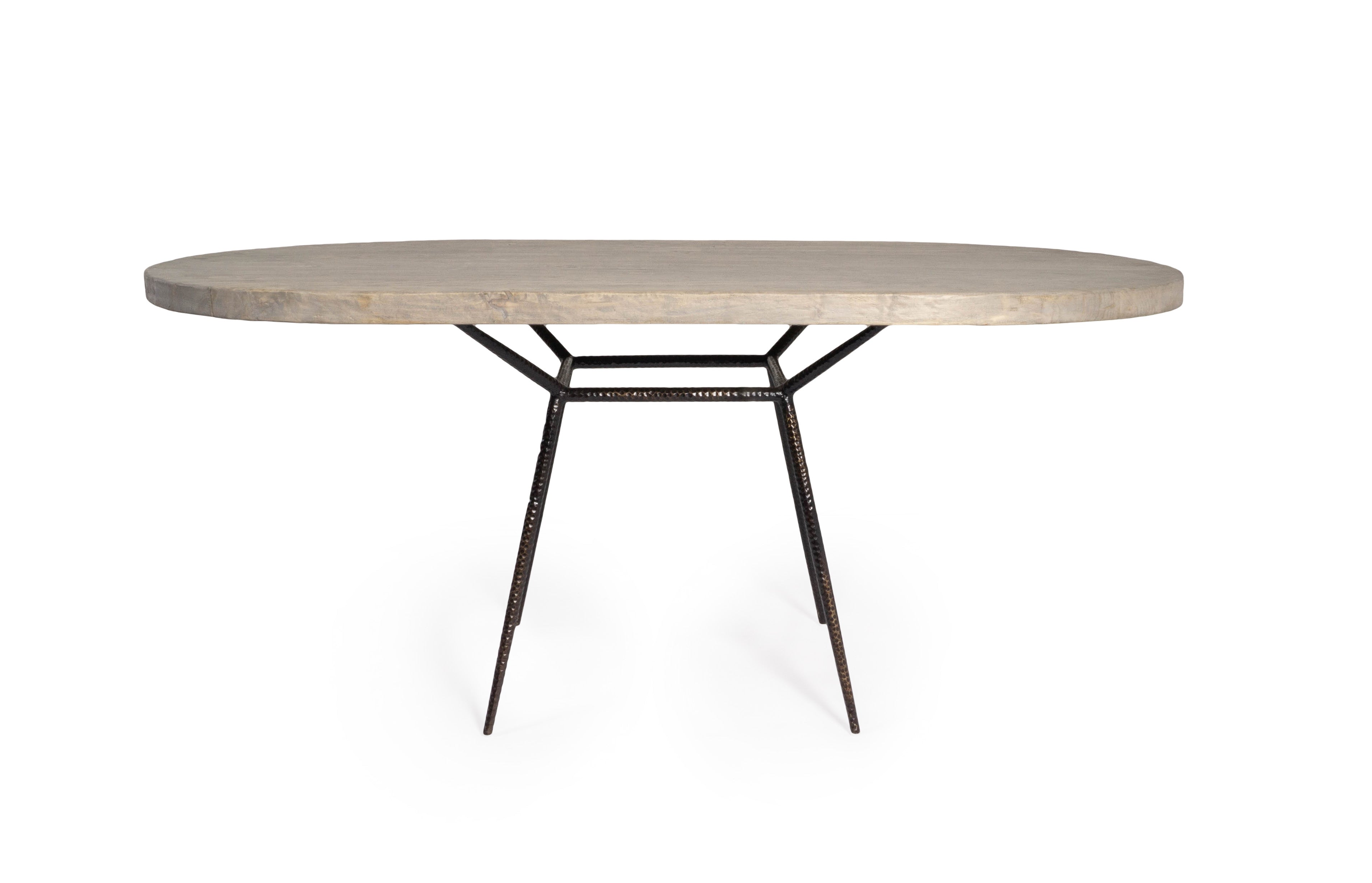 Mid Century Hammered Textured base with Reclaimed Elm Table Top