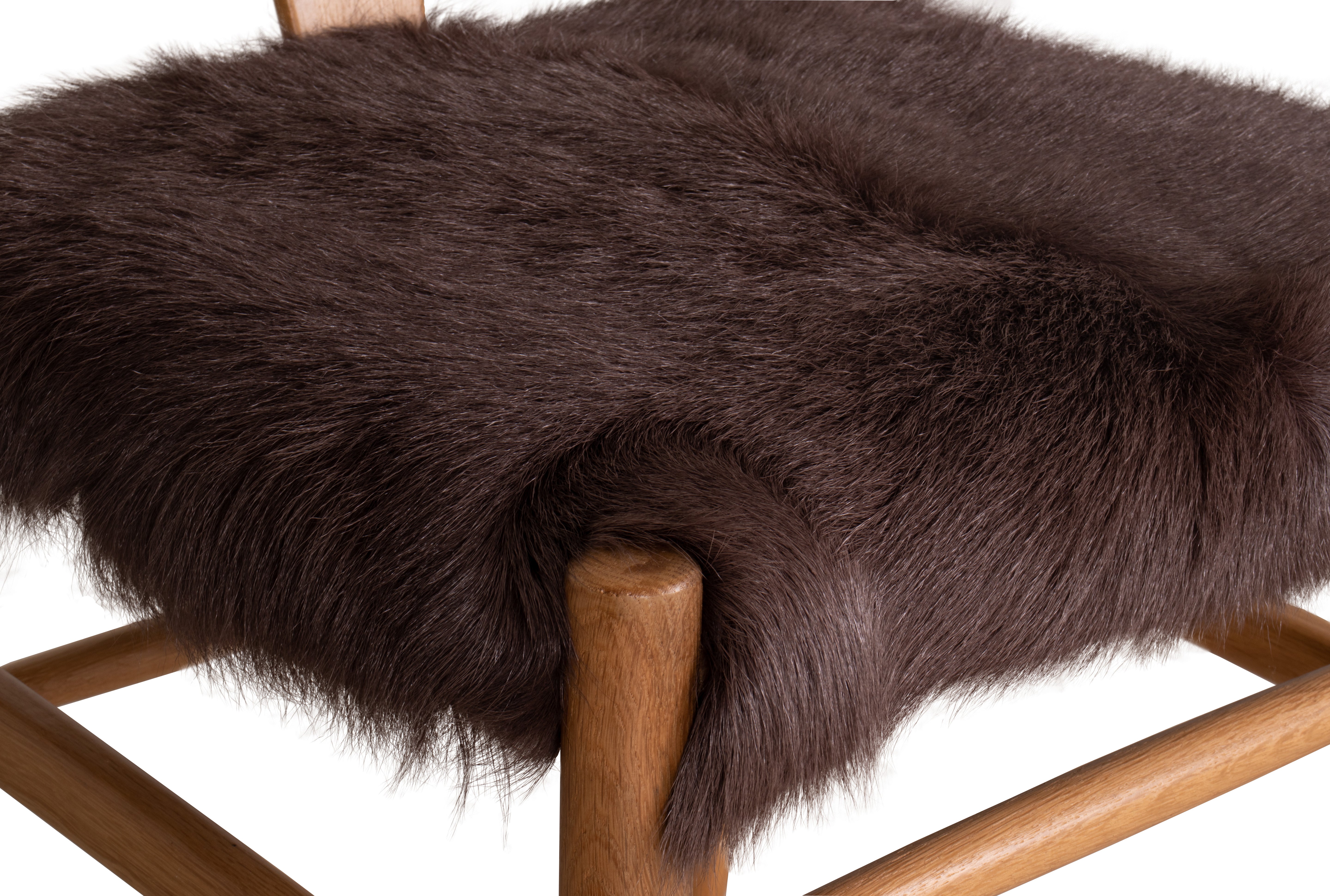 Wood Wishbone Dining Chair with Hair on Hide Seat