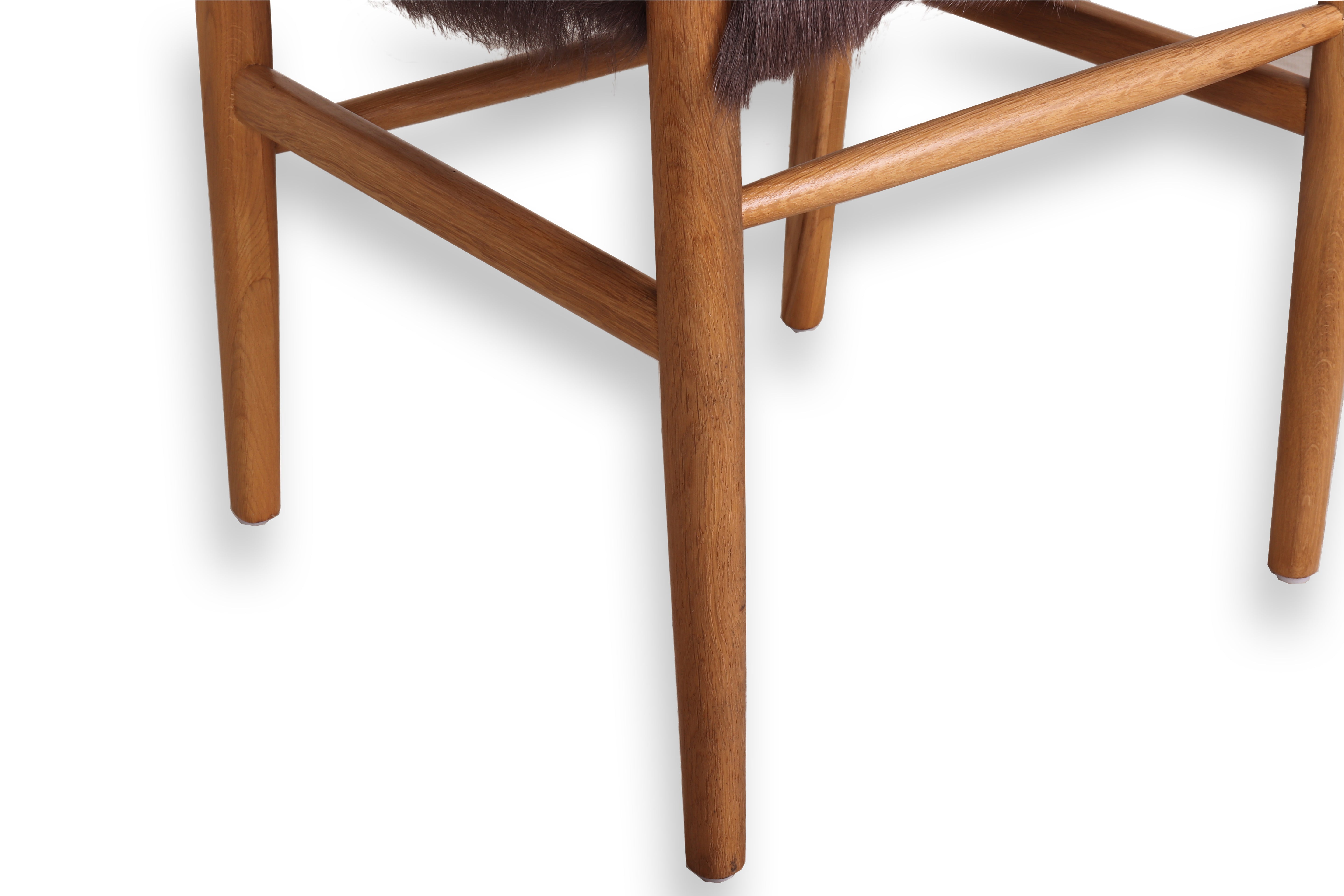 Wood Wishbone Dining Chair with Hair on Hide Seat