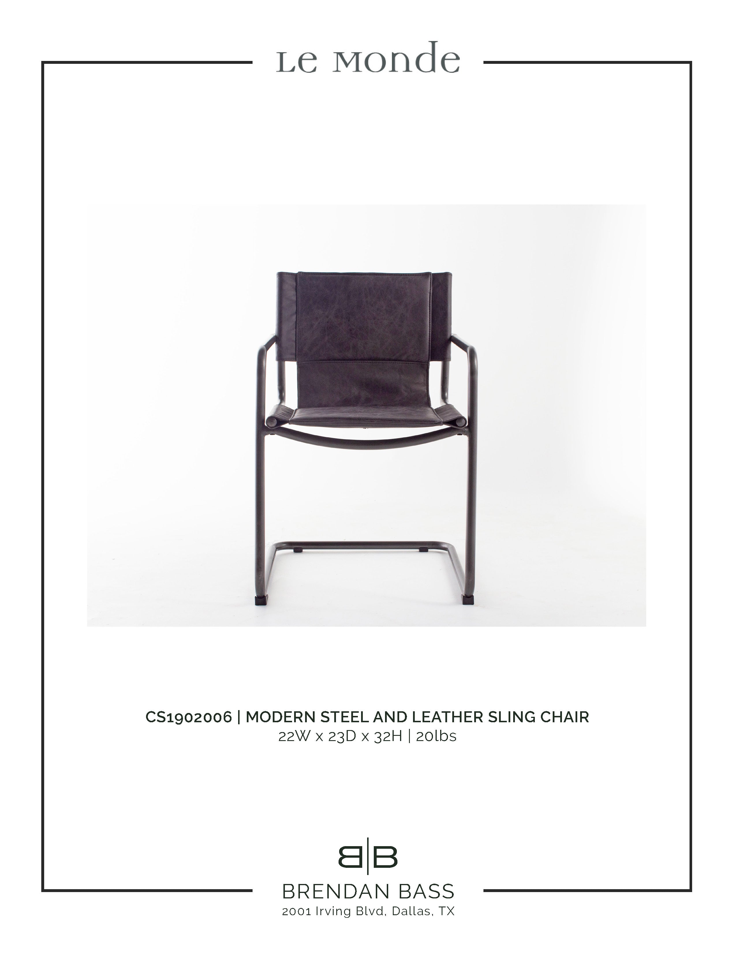 Leather and Steel Sling Dining Chair