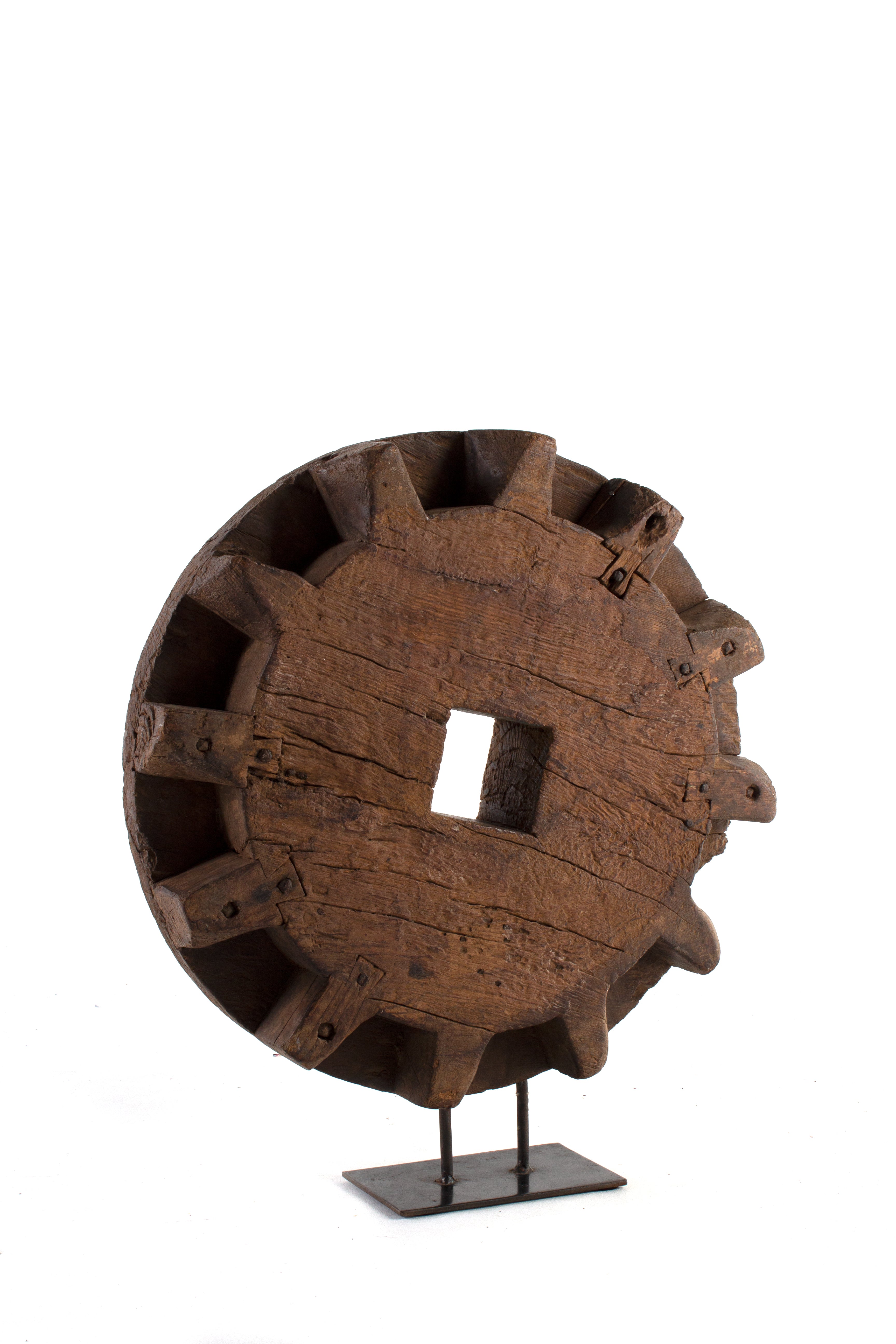 Decorative Wood Element on Steel Base