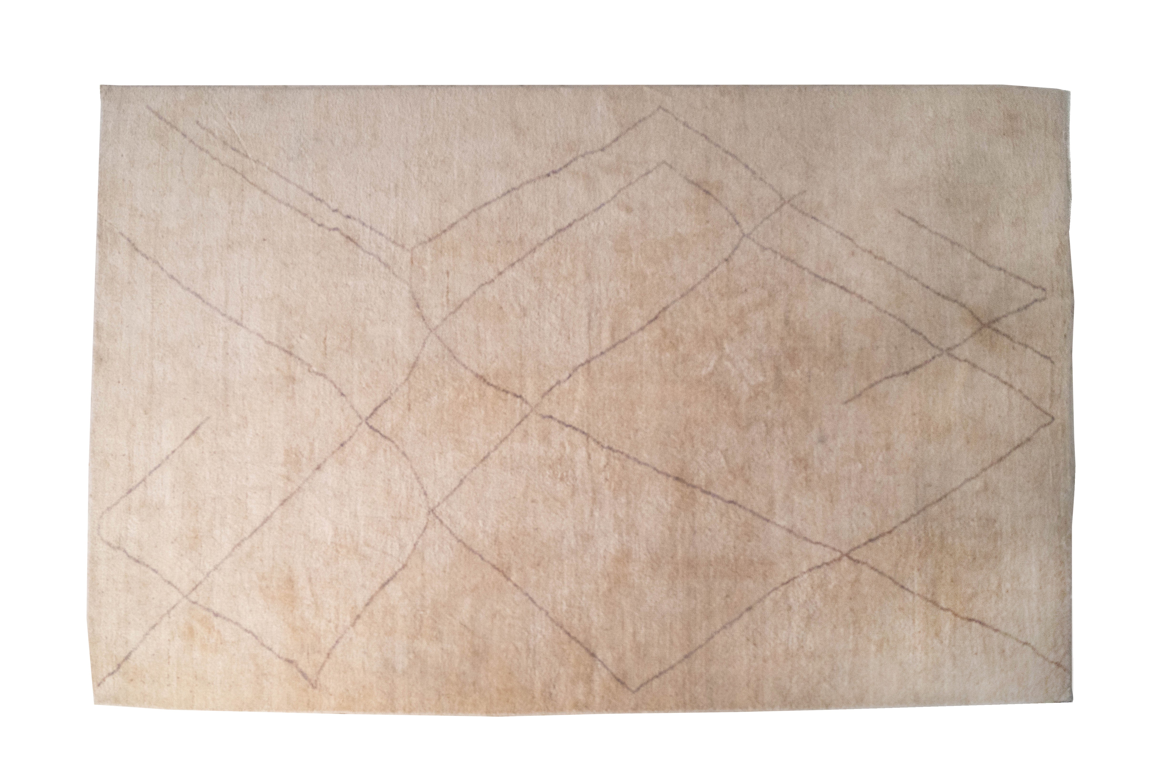 Wool Geometric Cream Rug