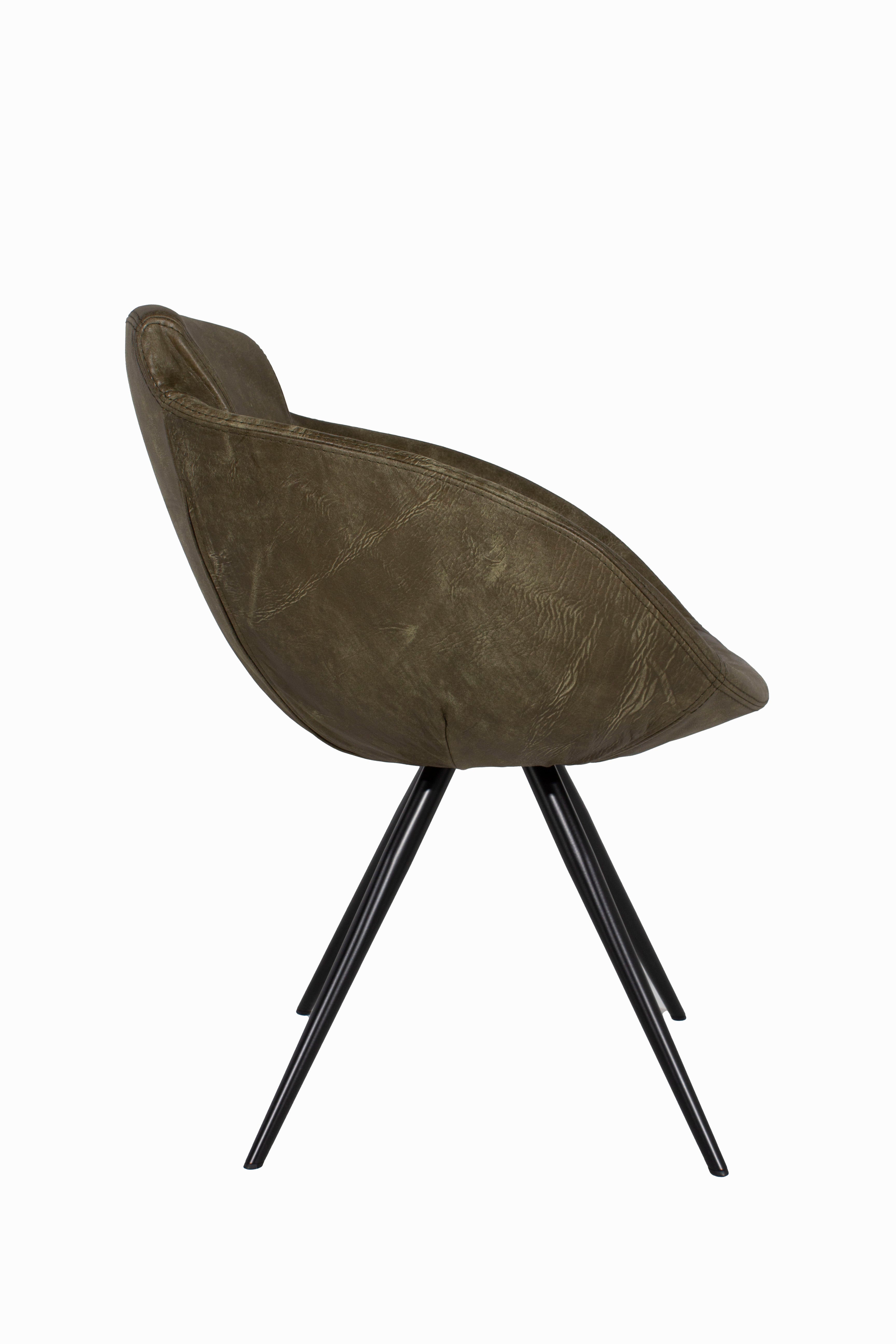 Olive Leather Club Dining Chair