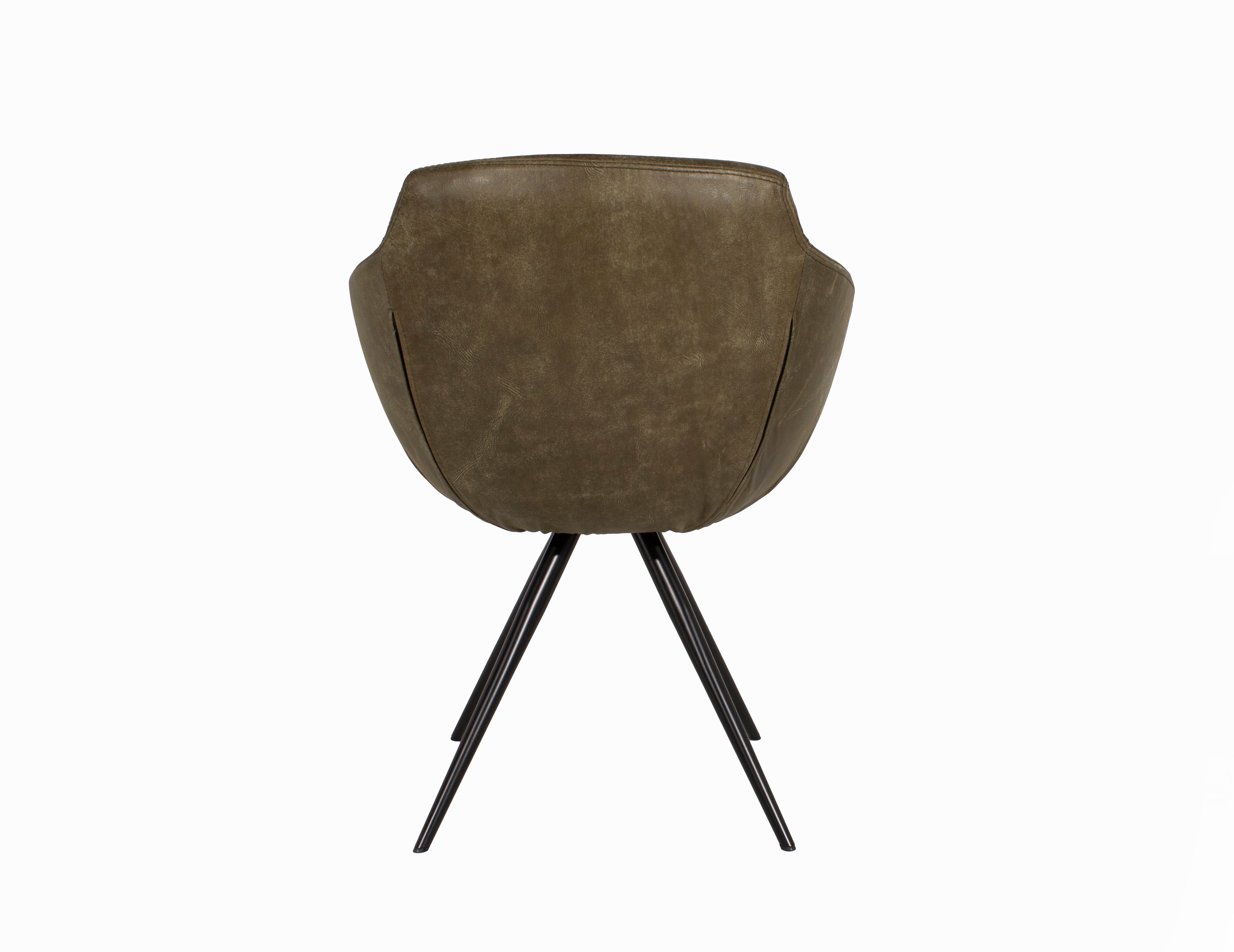 Olive Leather Club Dining Chair