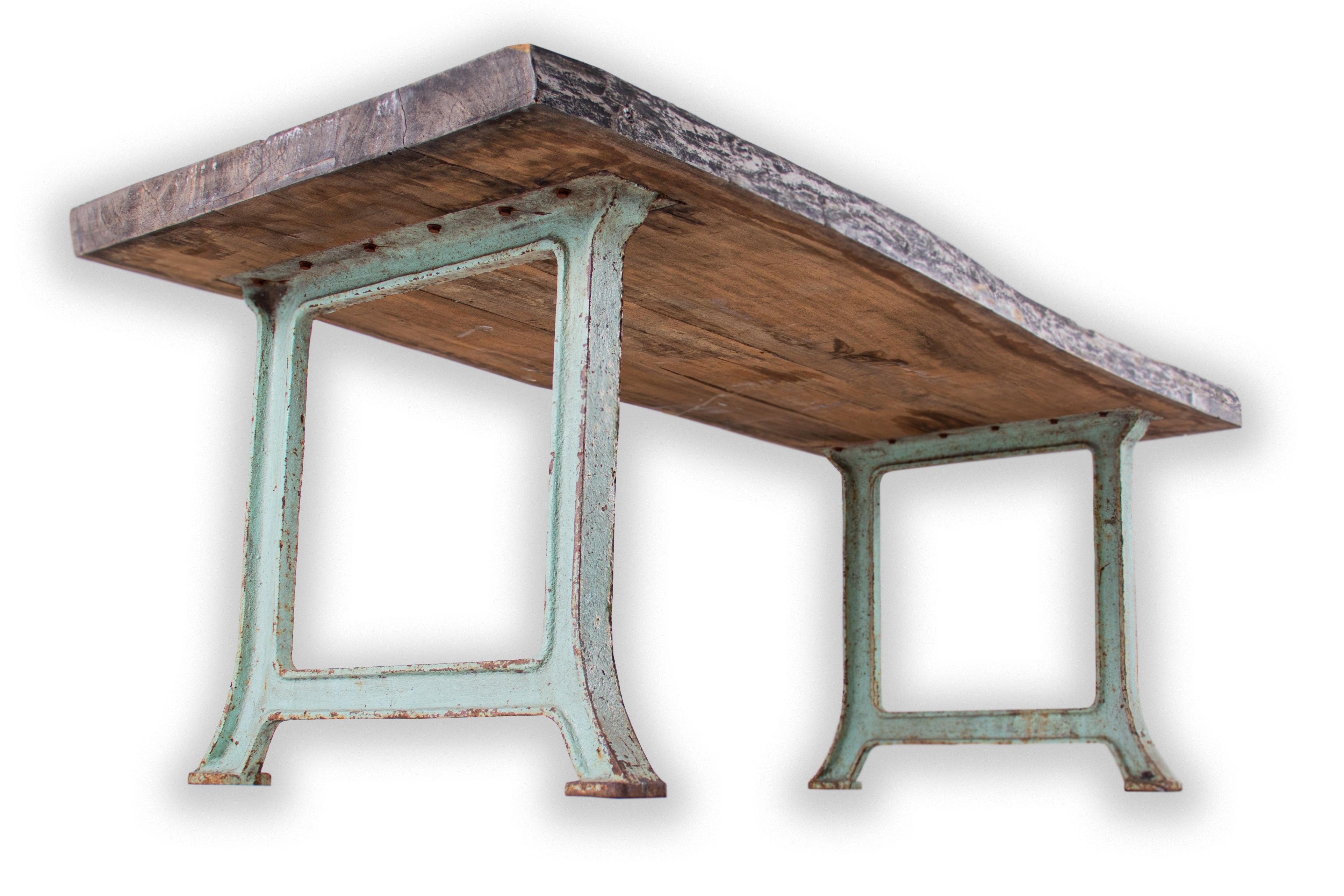 Antique Reclaimed Wood Counter Height Dining Table on Steel Base