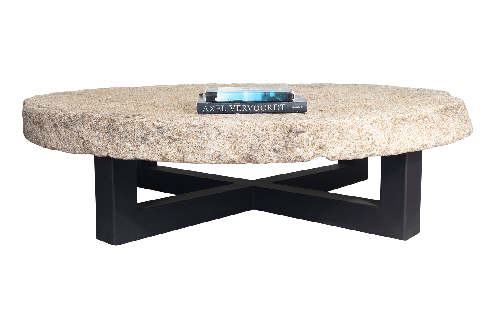 Vintage Granite Well Cover on Powder Coat Steel Base