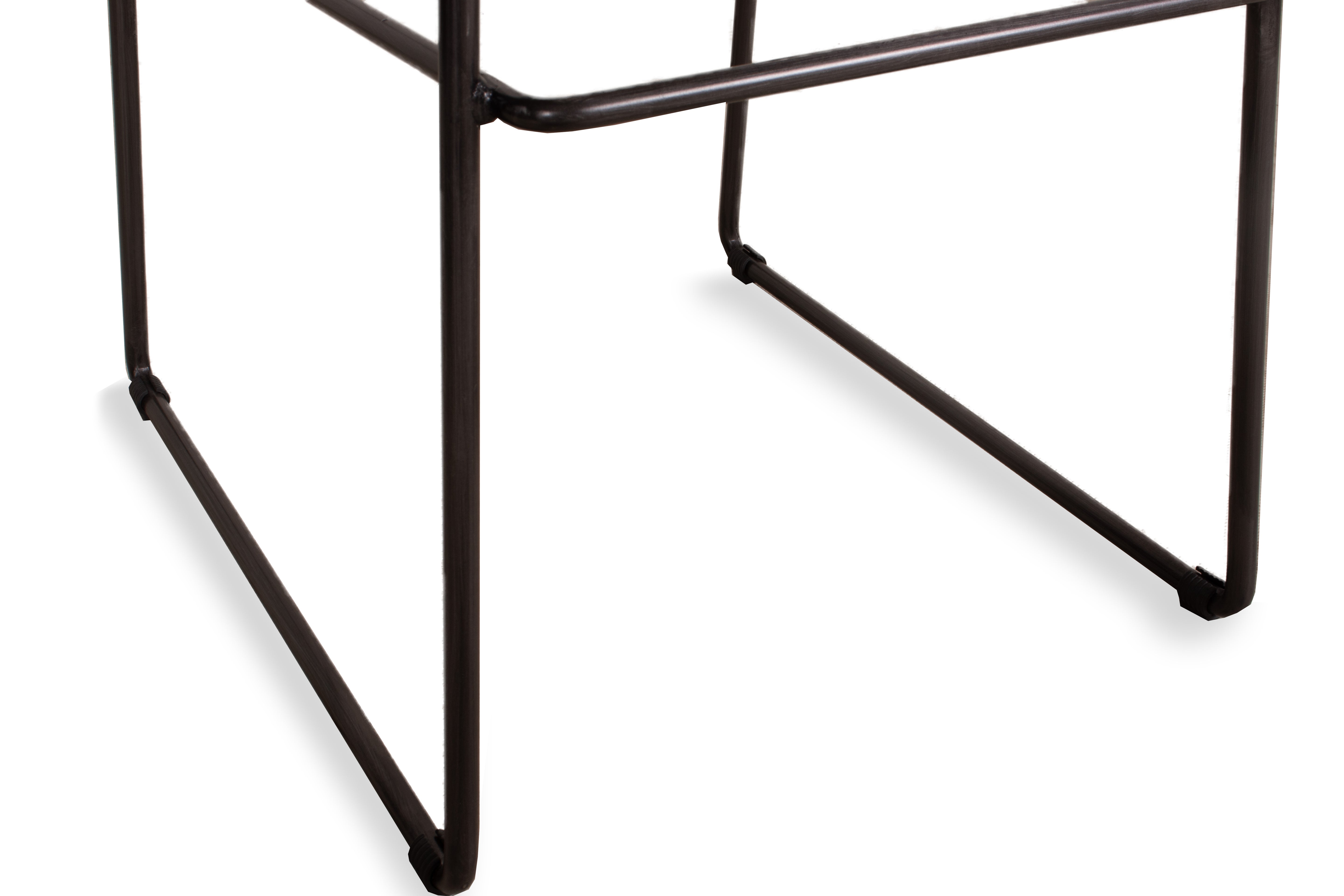 Modern Bar Chair in Channeled Leather with Steel Base