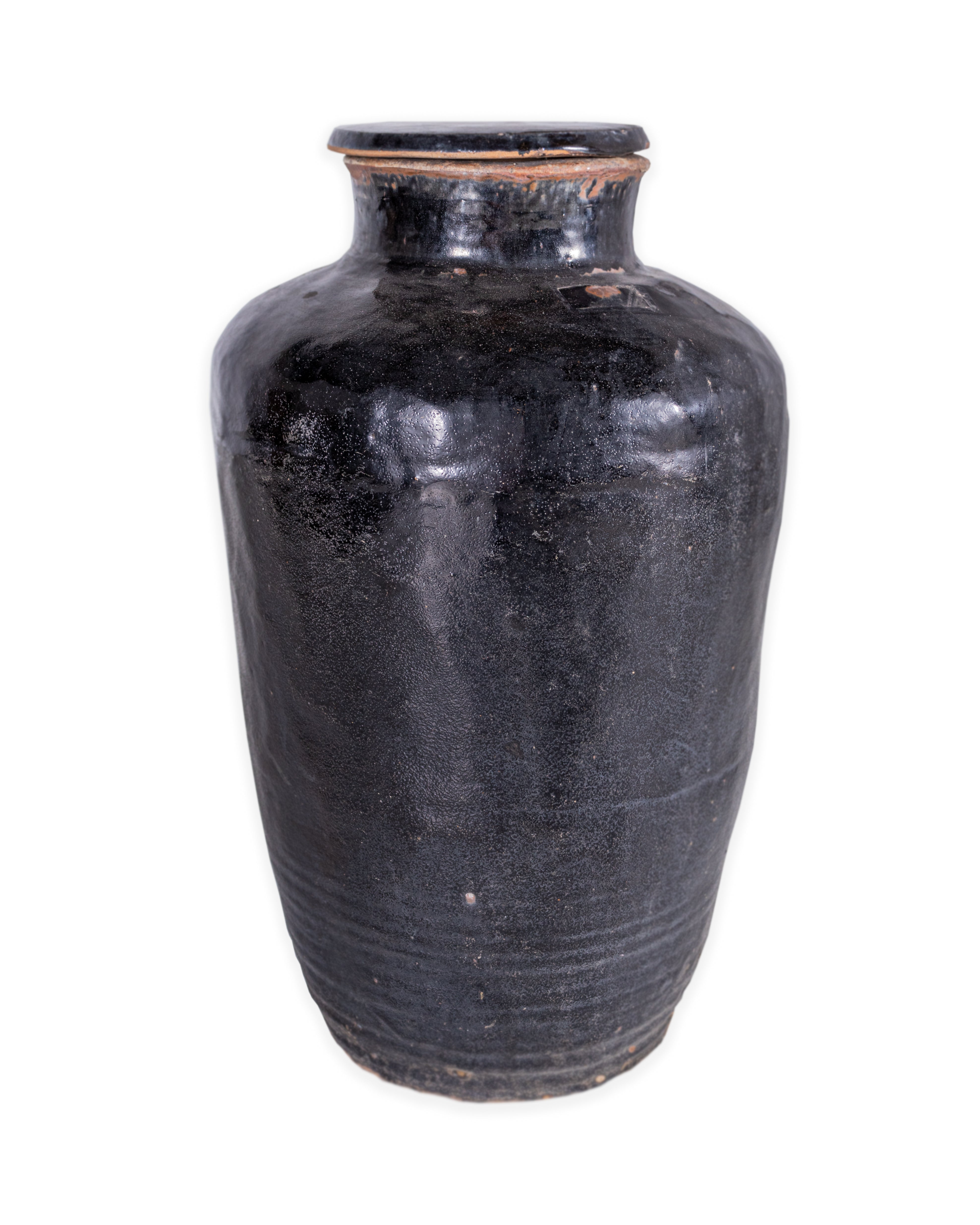 Ceramic Glazed Storage Jar with Lid