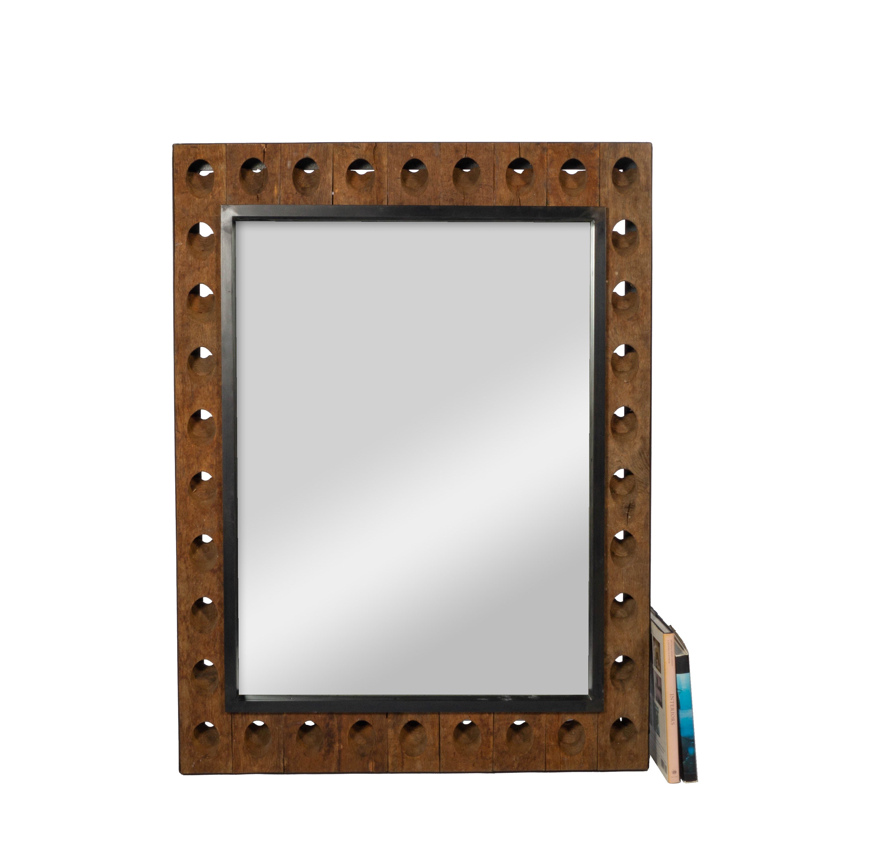 Mirror with Frame Made from Vintage French Champagne Rack