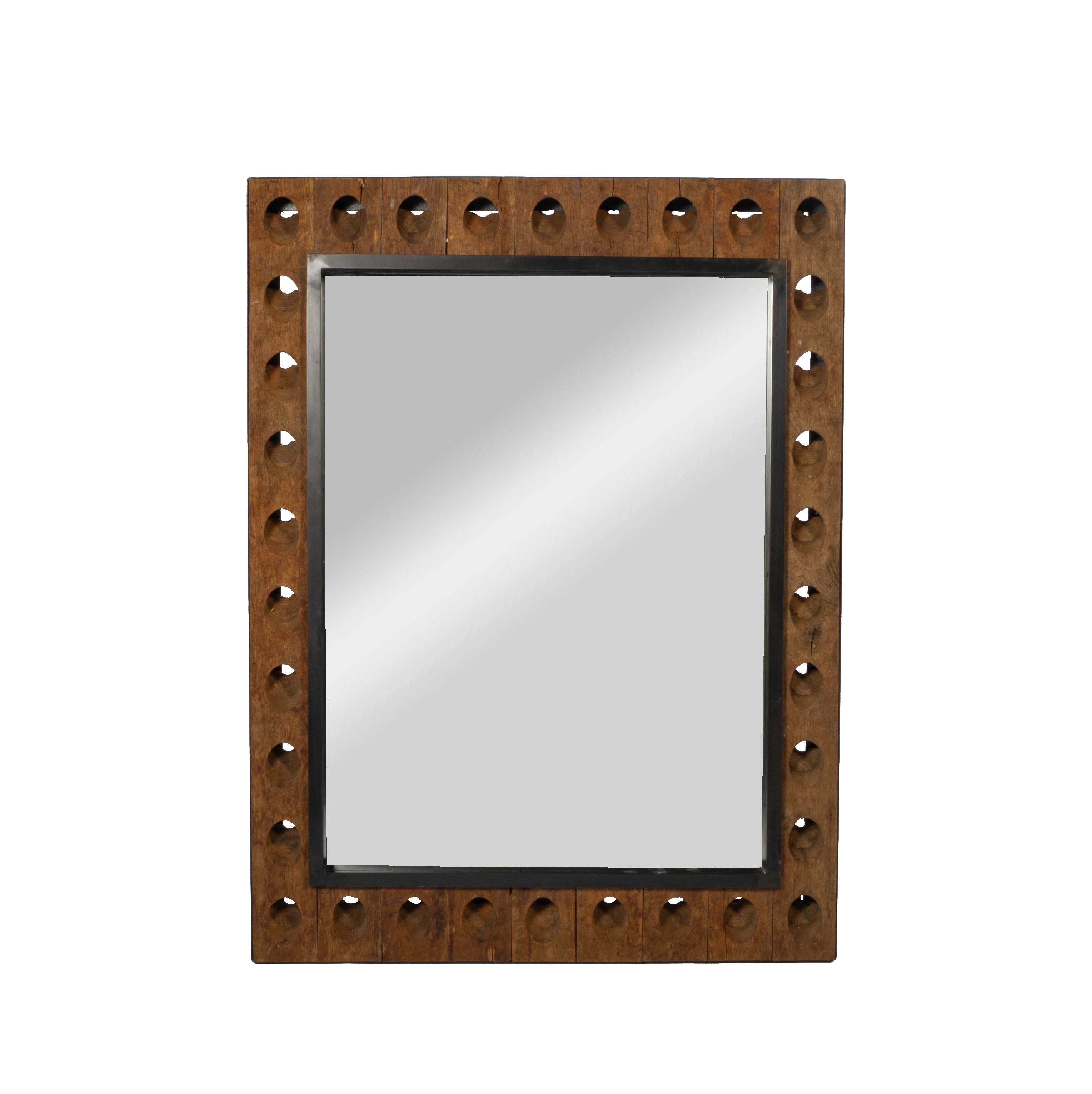 Mirror with Frame Made from Vintage French Champagne Rack