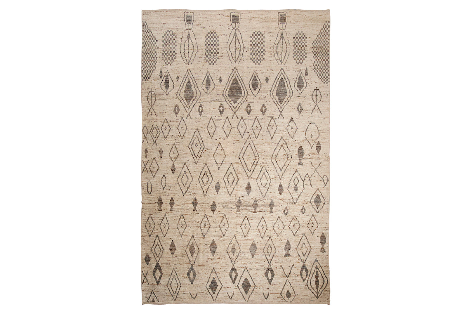 Wool Tulu Rug in Gray Diamond Pattern