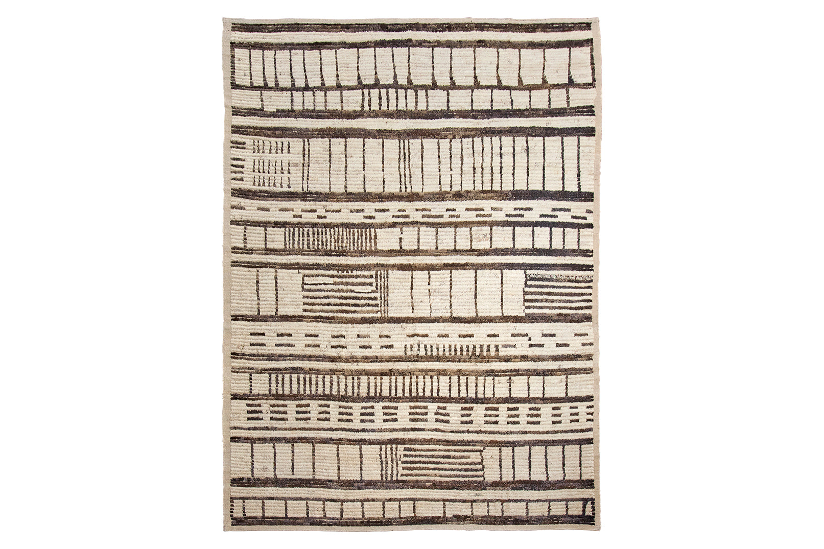 Wool Tulu Rug in Espresso Geometric Pattern