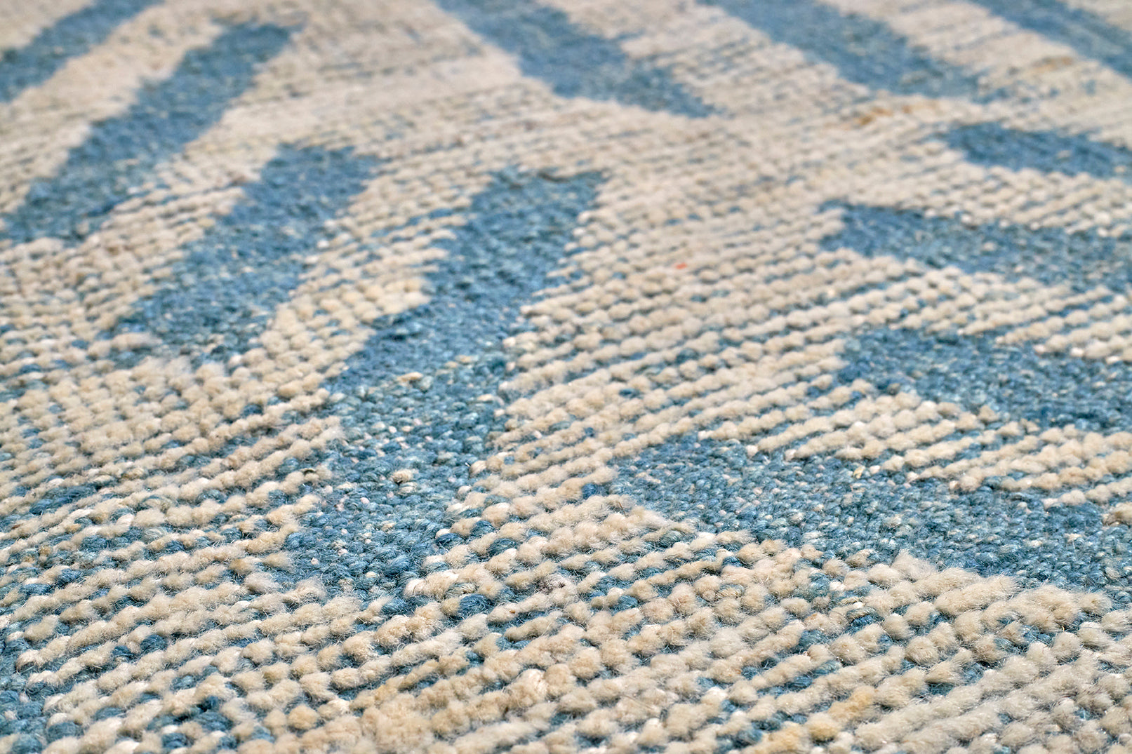 Wool Tulu Rug in Cerulean Geometric Pattern