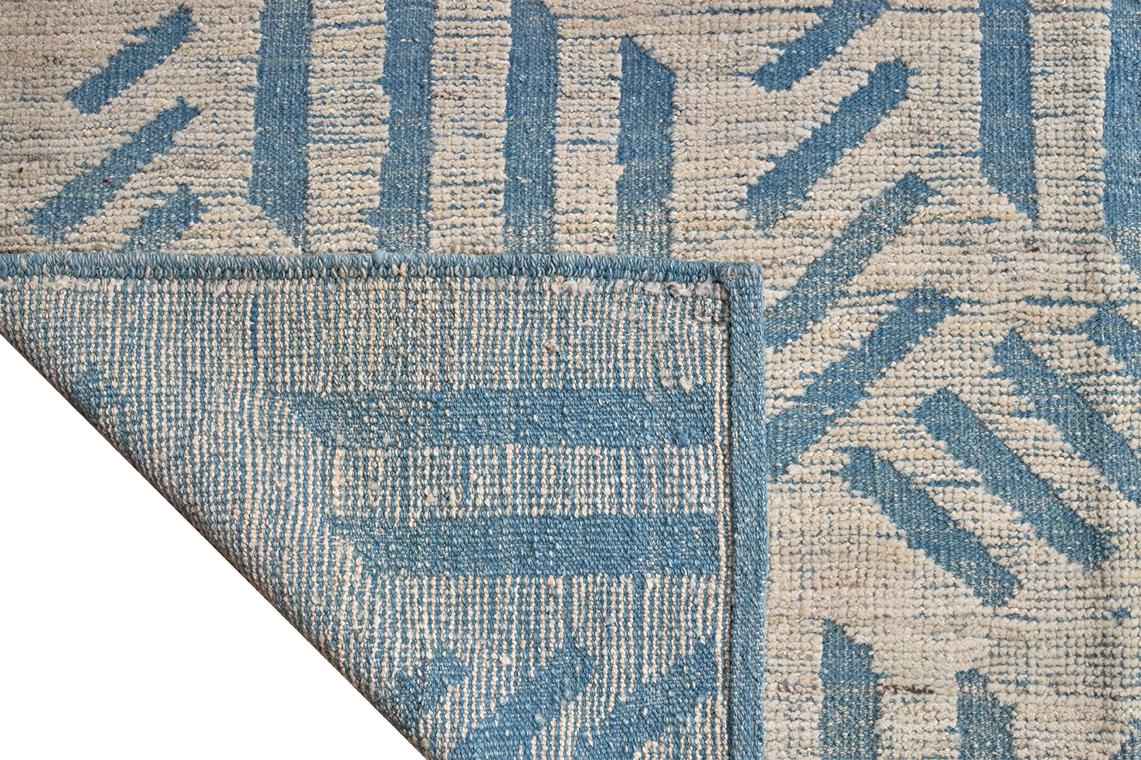 Wool Tulu Rug in Cerulean Geometric Pattern