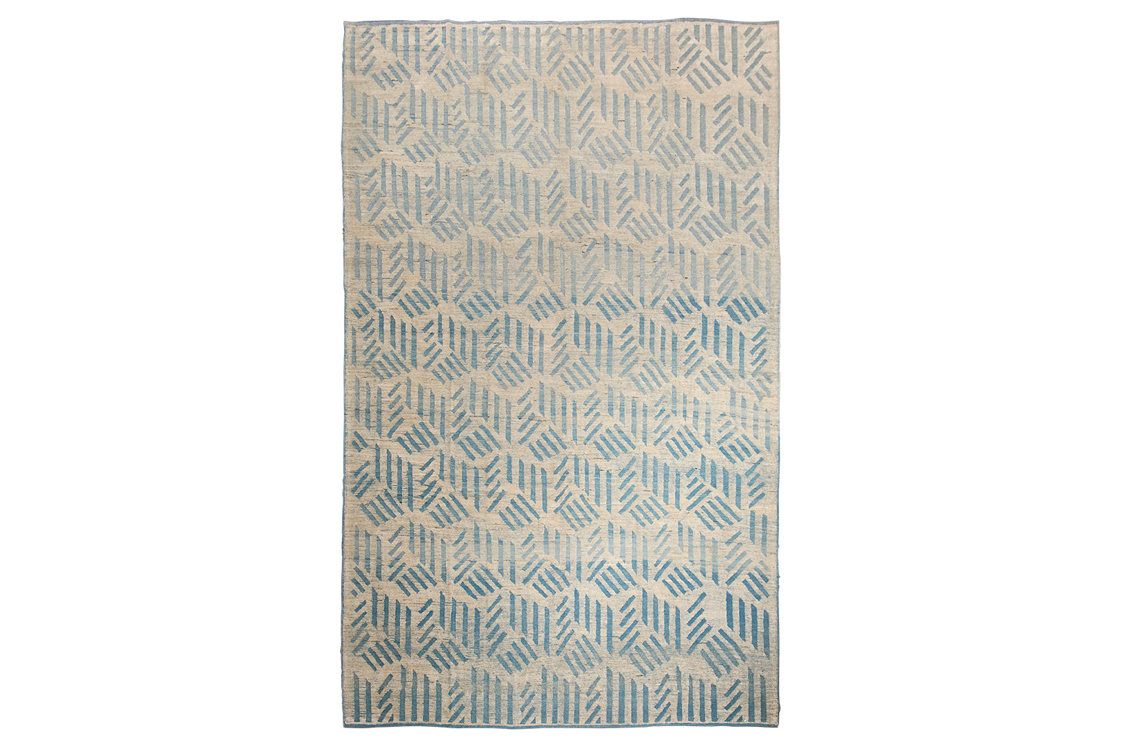 Wool Tulu Rug in Cerulean Geometric Pattern