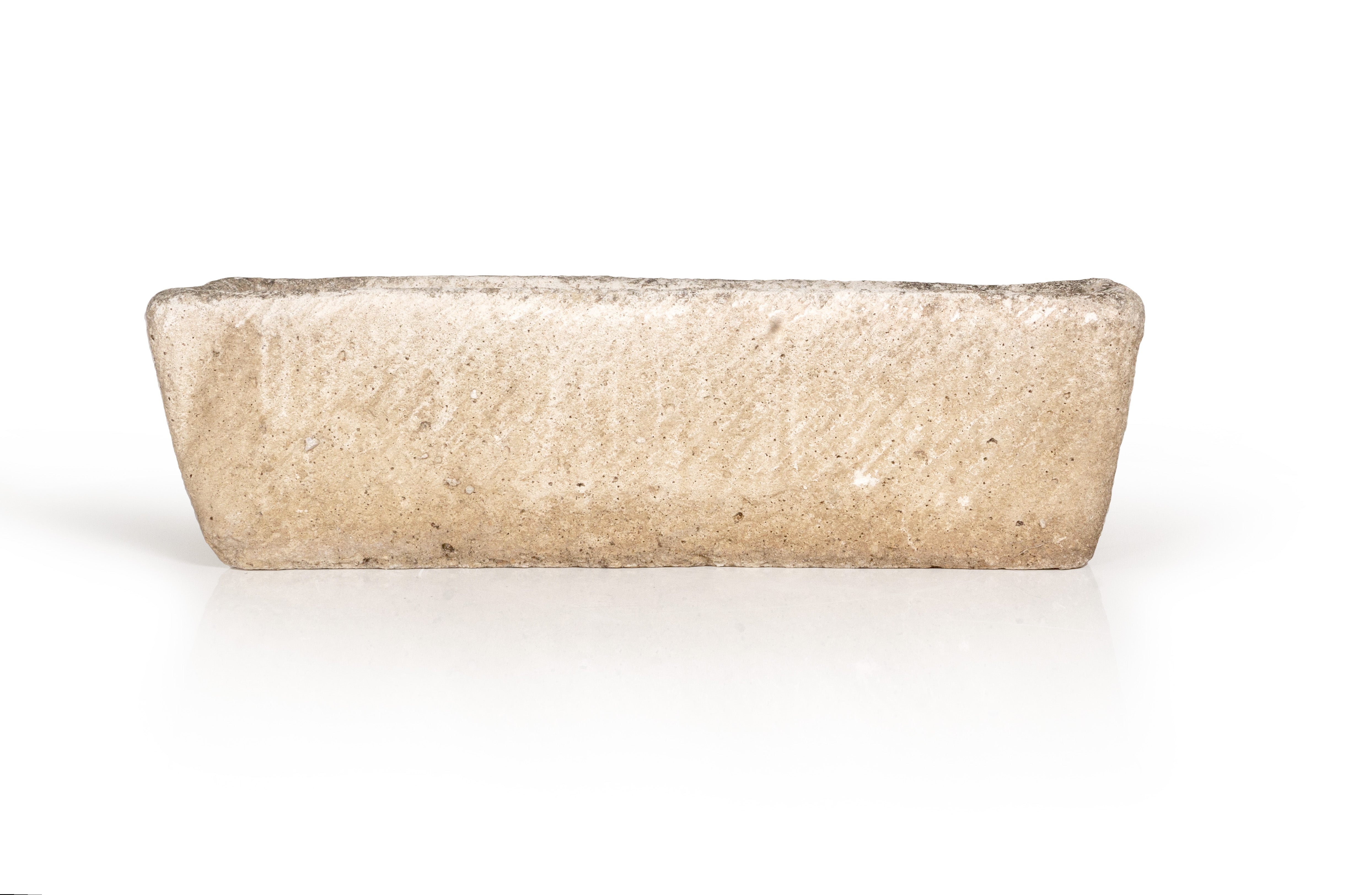 Rectangular Hand-Carved Stone Planter
