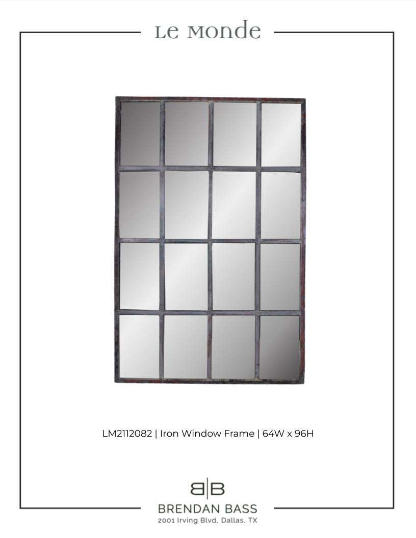 Vintage French Steel Window Frame As Mirror Original Paint Patina