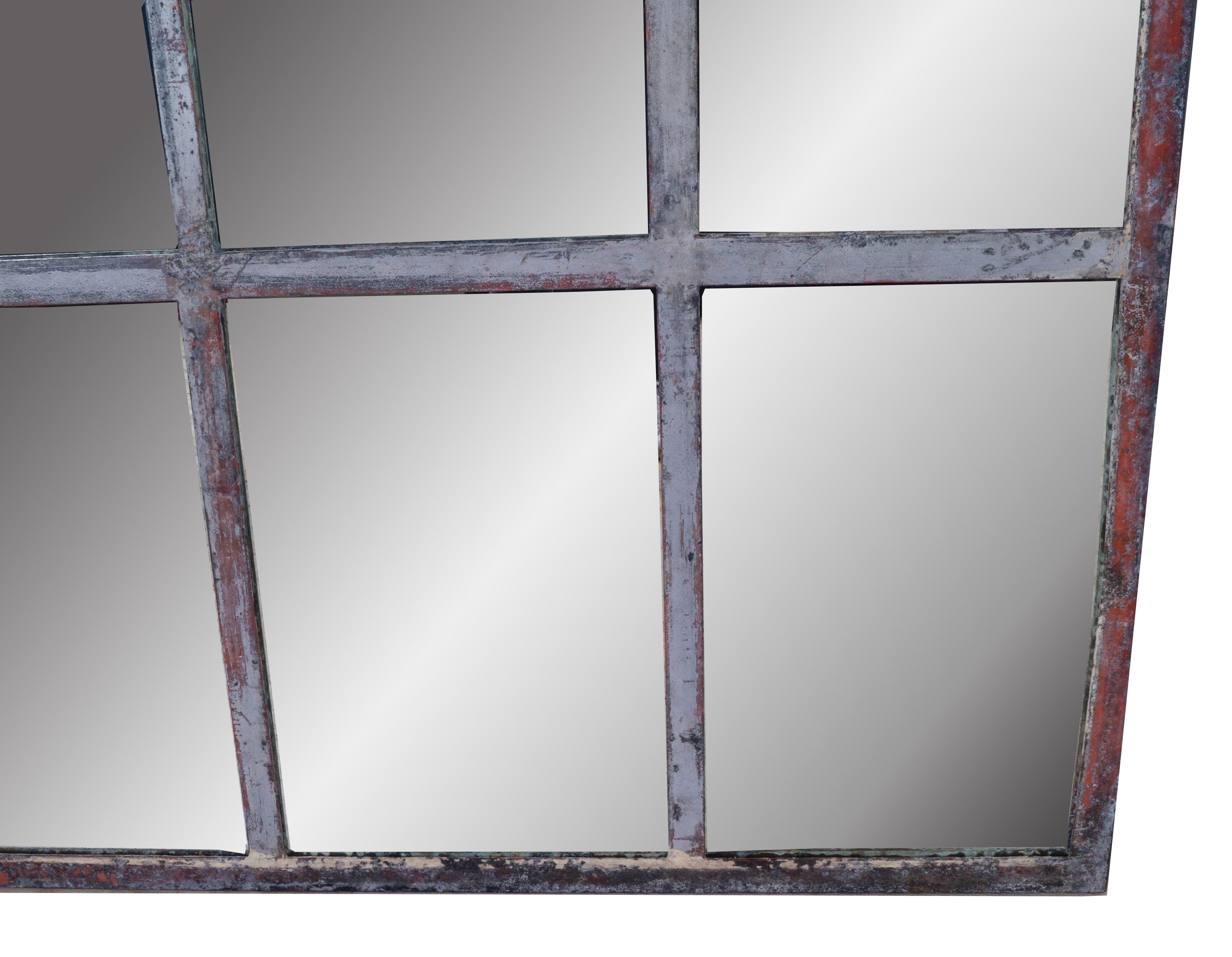Vintage French Steel Window Frame As Mirror Original Paint Patina