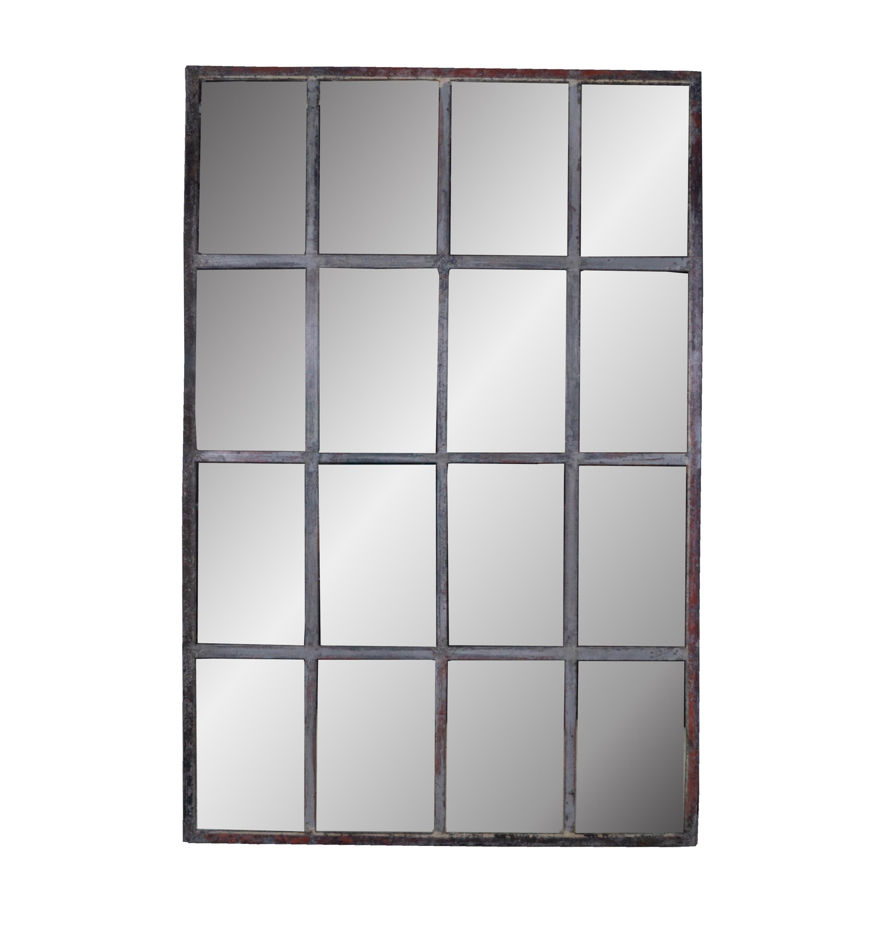 Vintage French Steel Window Frame As Mirror Original Paint Patina