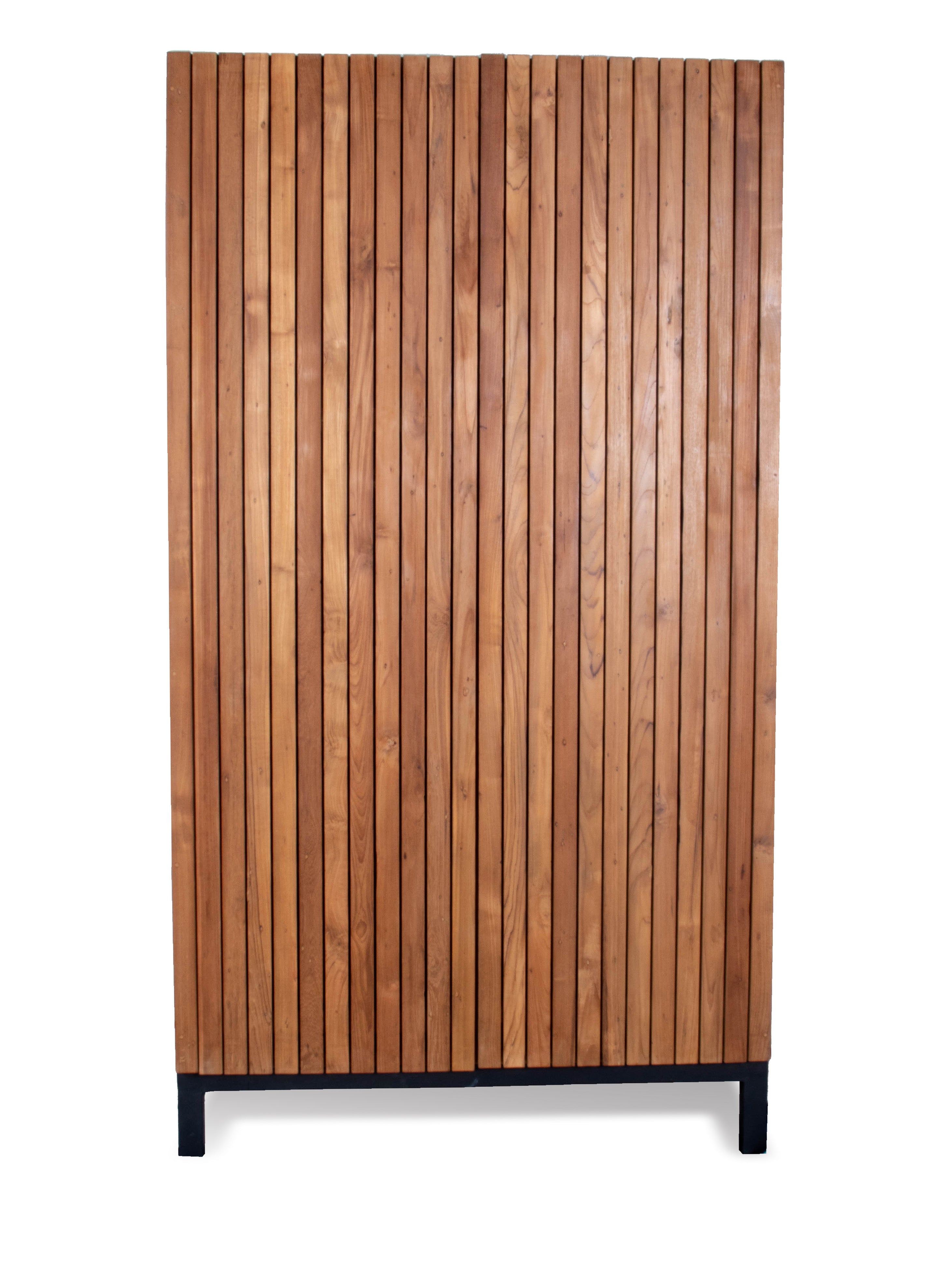 Two Door Slat Mid-Century Modern Cabinet