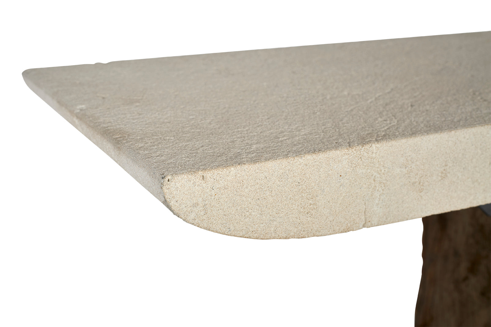 Dutch Teak Canal Post with Tapered Limestone Top