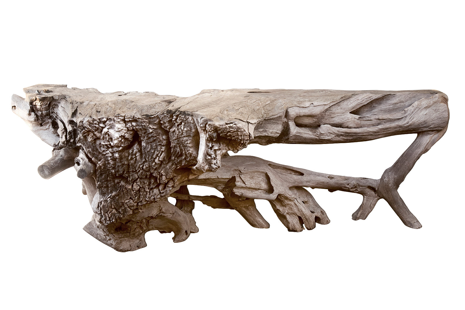 Monumental Bleached Teak Root Wood Console