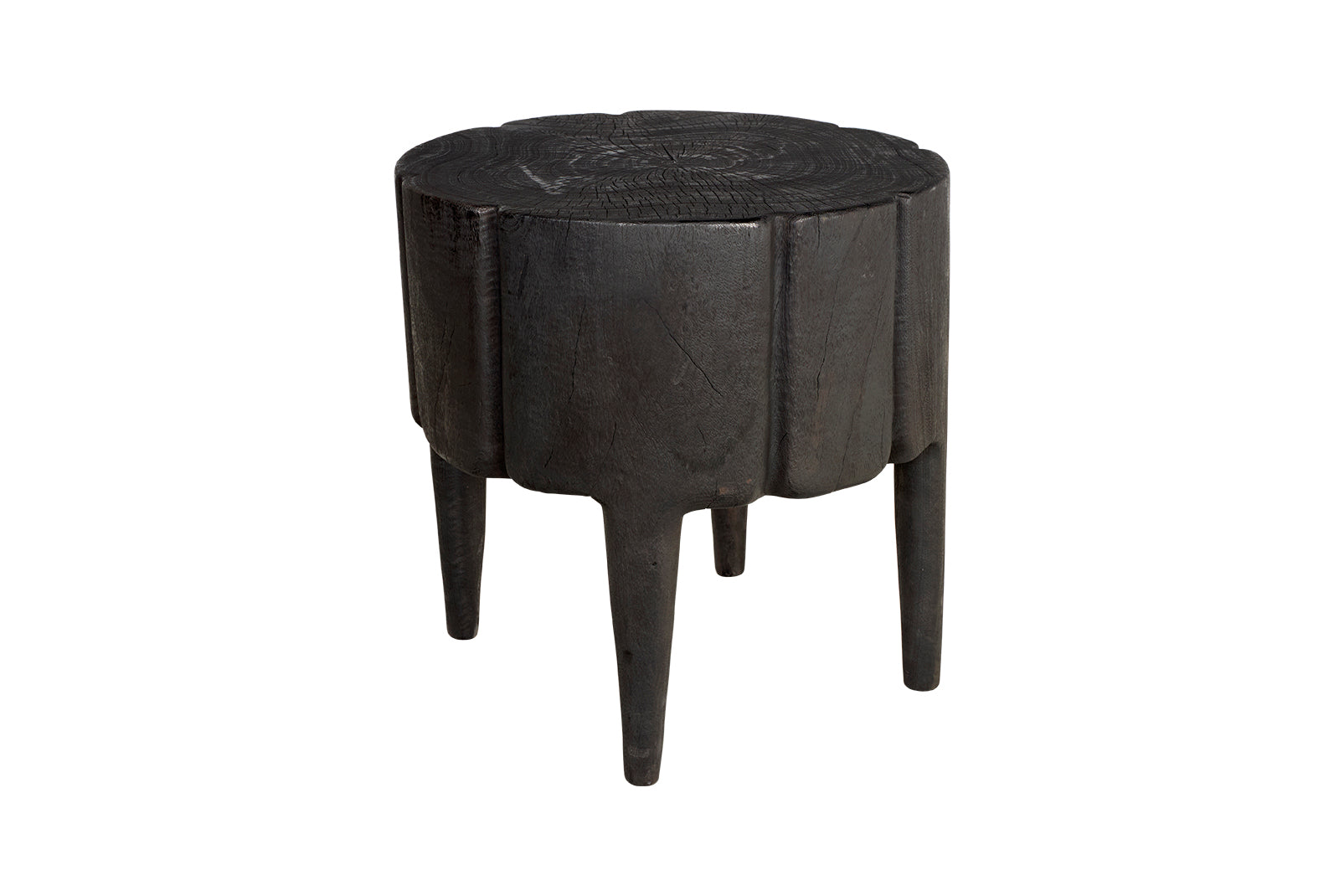 Ebonized Lychee Wood Footed Side Table