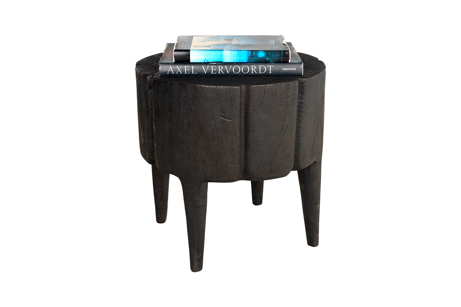 Ebonized Lychee Wood Footed Side Table