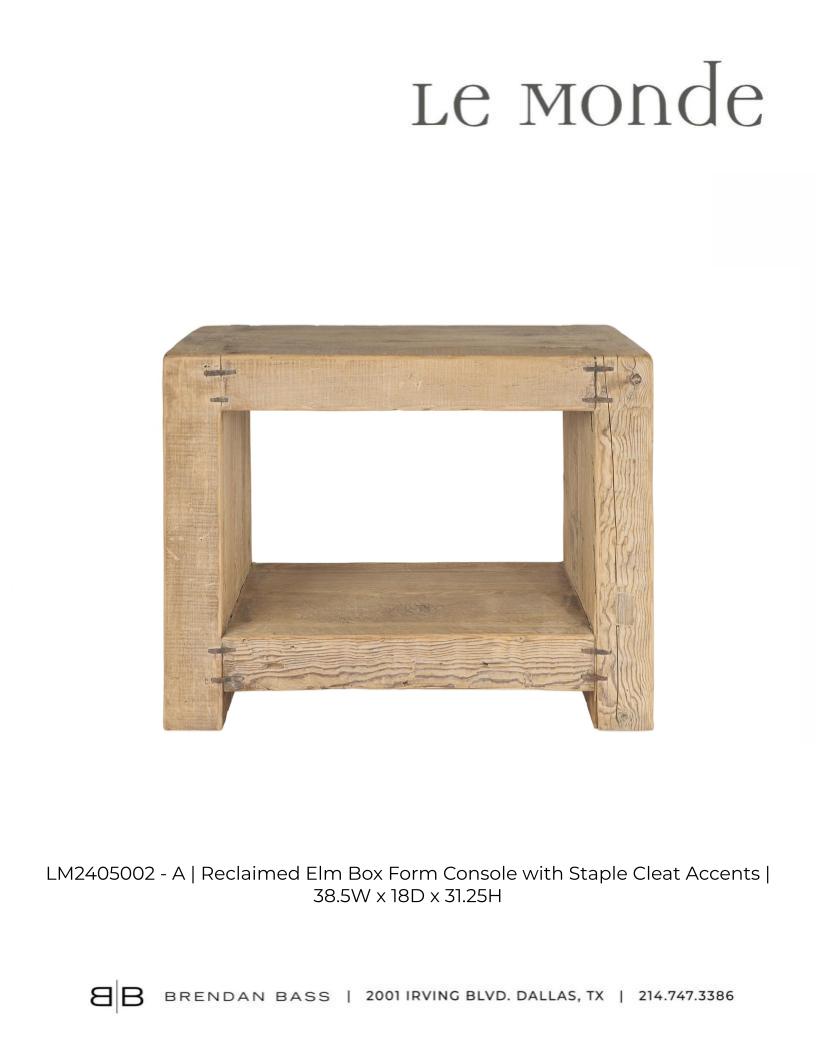 Reclaimed Elm Box Form Console