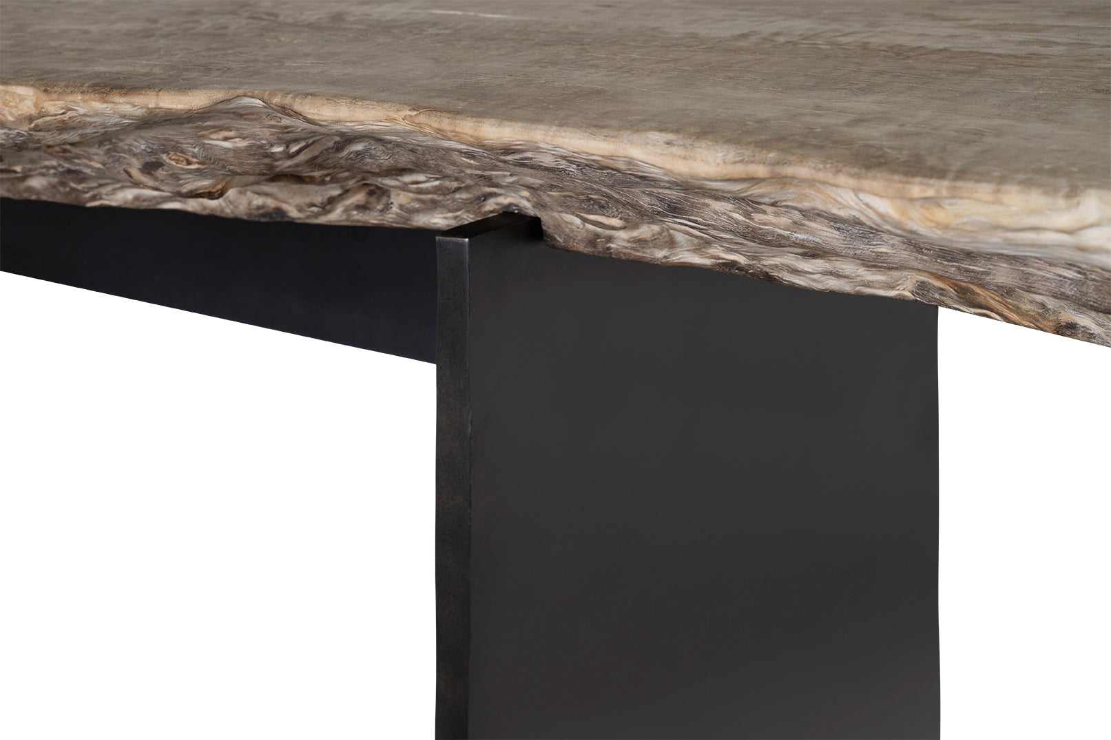 Live Edge Lychee Wood Console with Steel Base