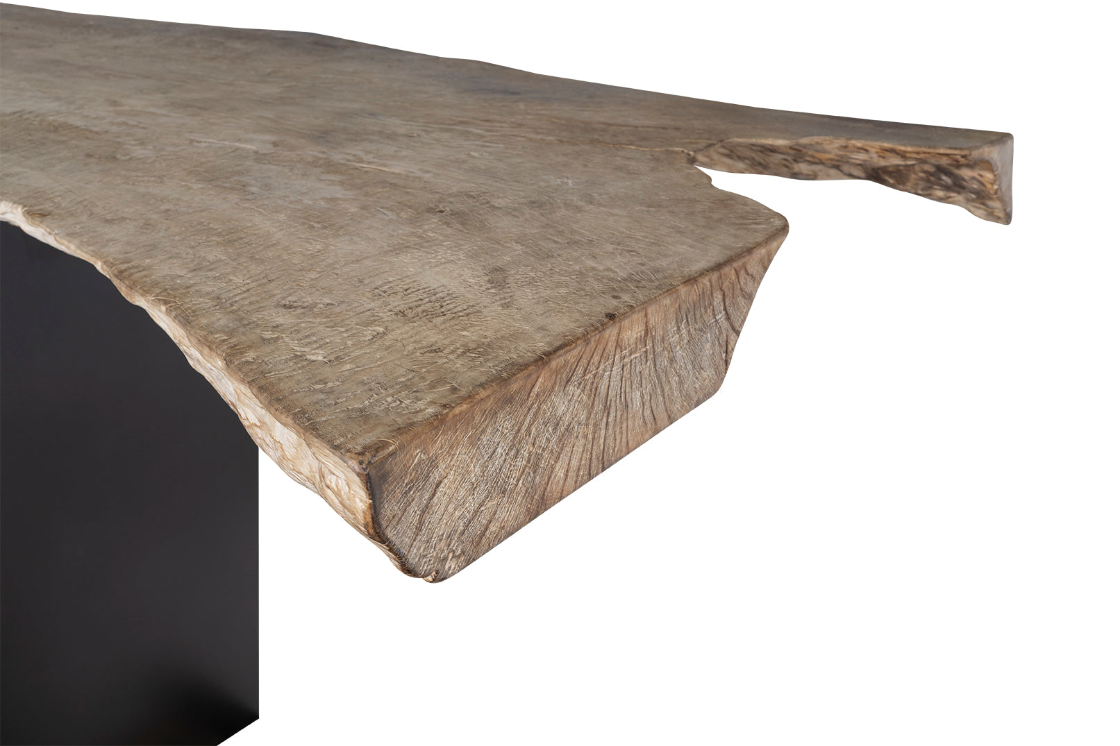 Live Edge Lychee Wood Console with Steel Base