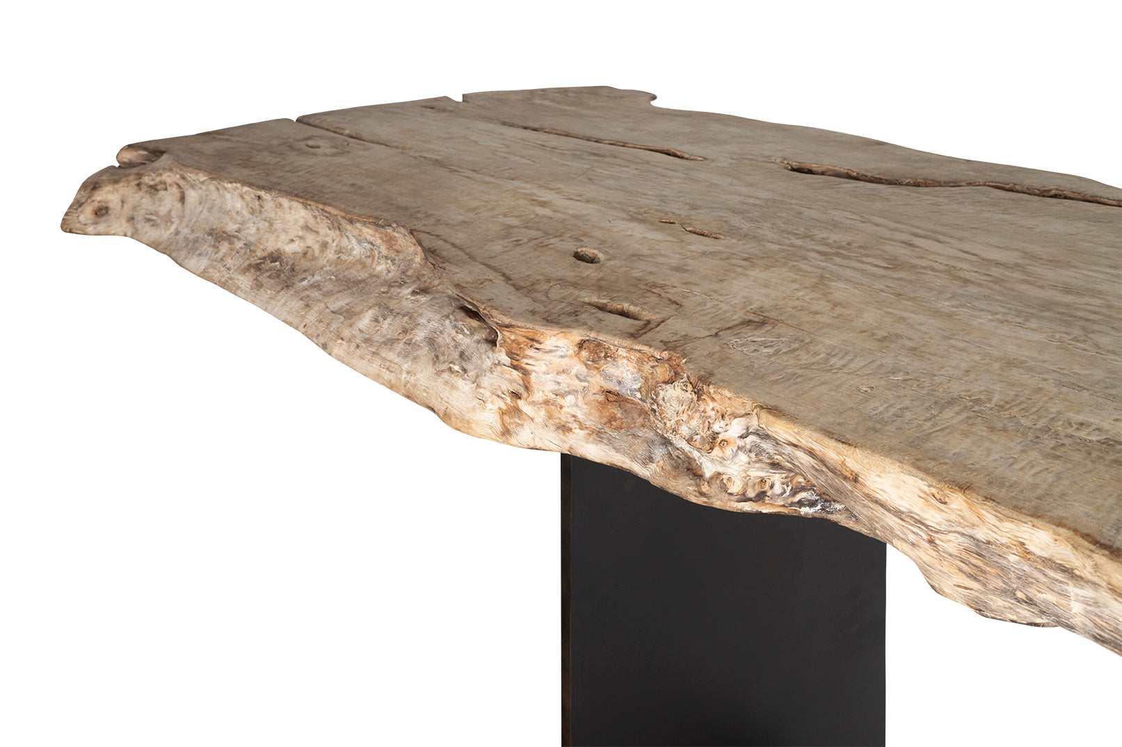 Live Edge Lychee Wood Console with Steel Base