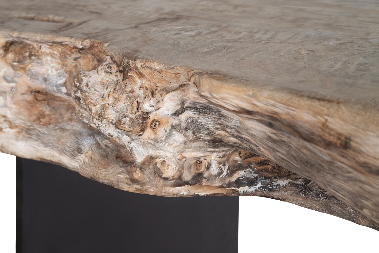 Live Edge Lychee Wood Console with Steel Base