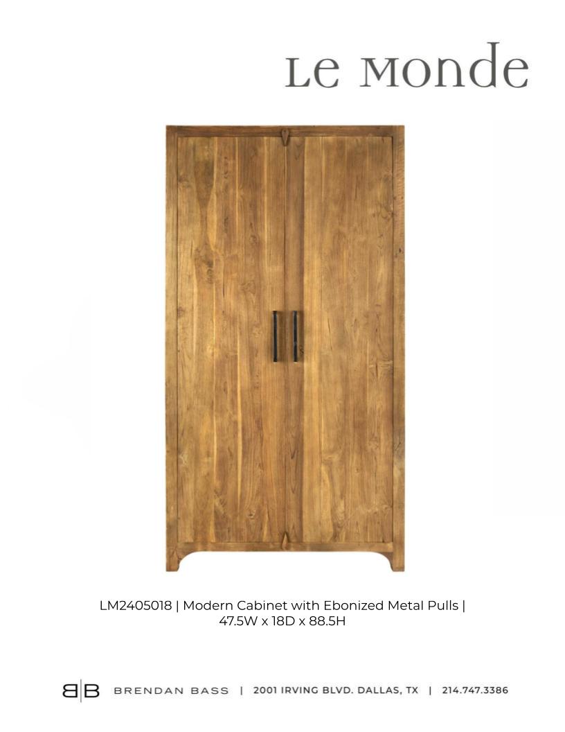 Modern Elm Cabinet with Metal Handles