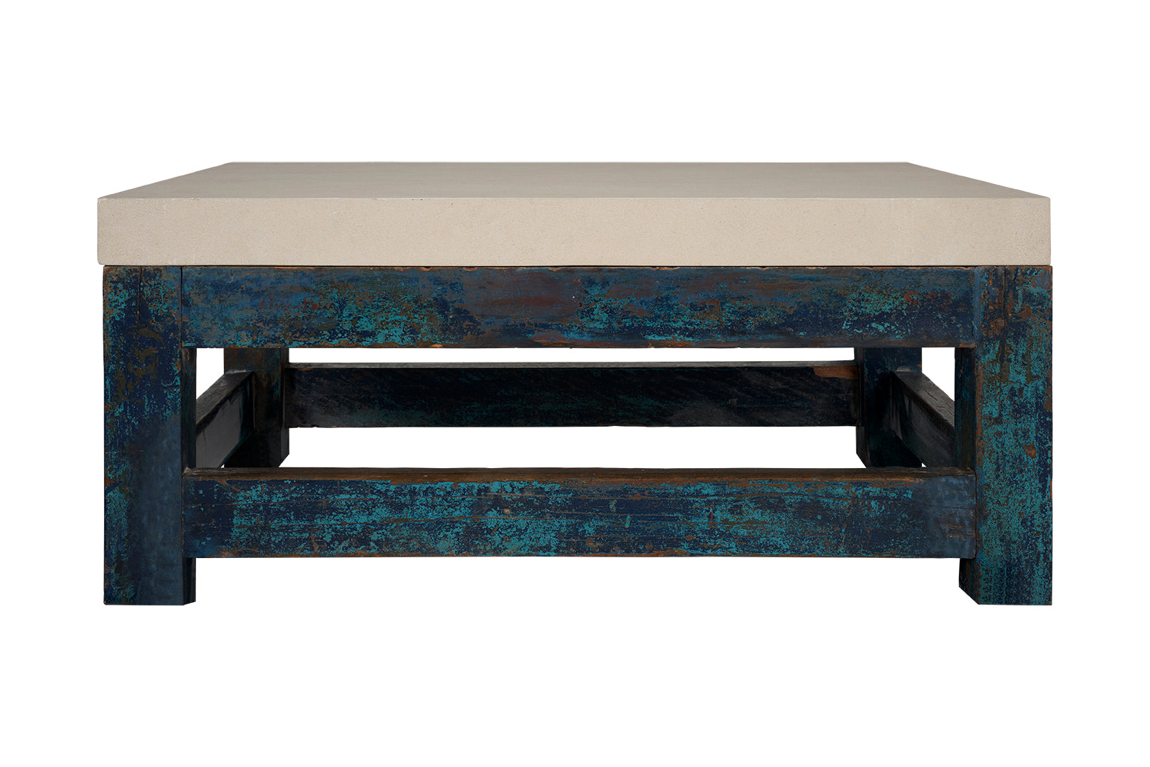 Paint Patina Shop Table as Coffee Table