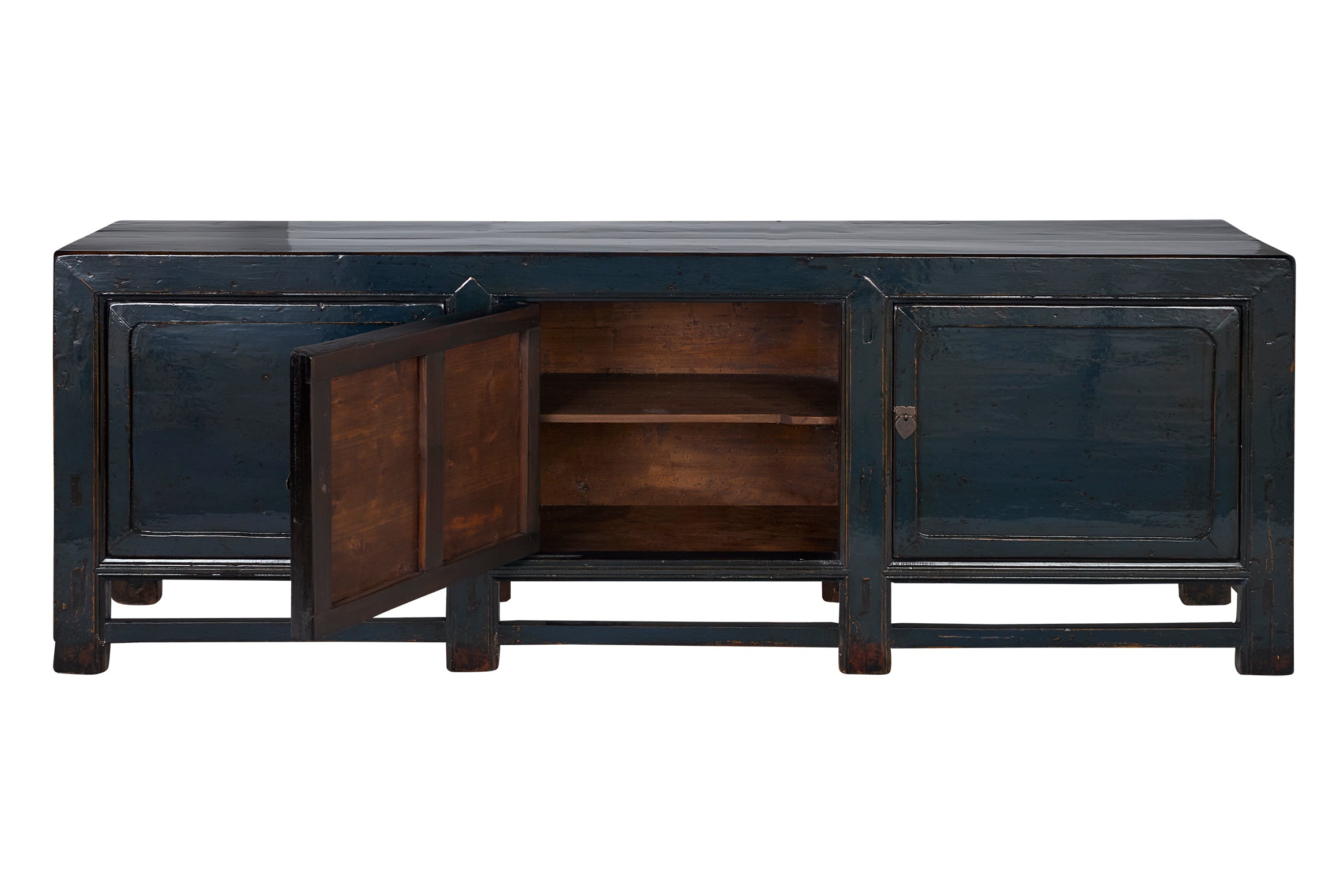 Blue Lacquer Server in Original Paint Patina