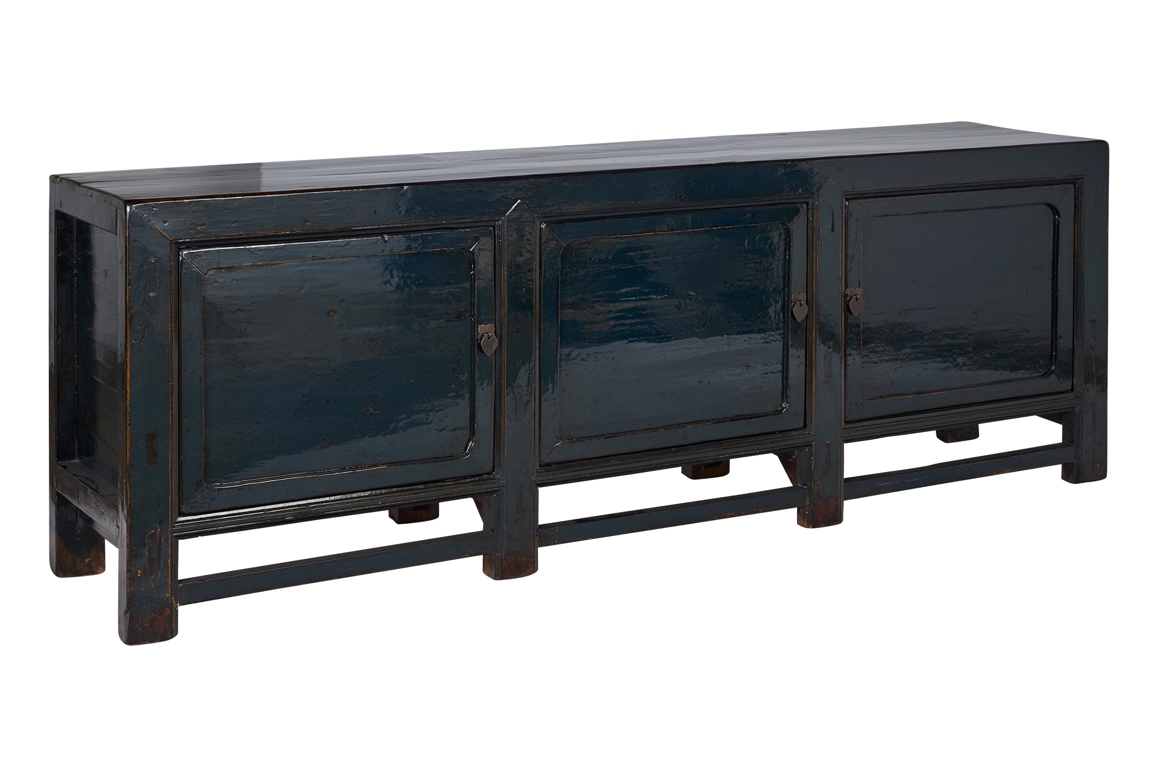 Blue Lacquer Server in Original Paint Patina