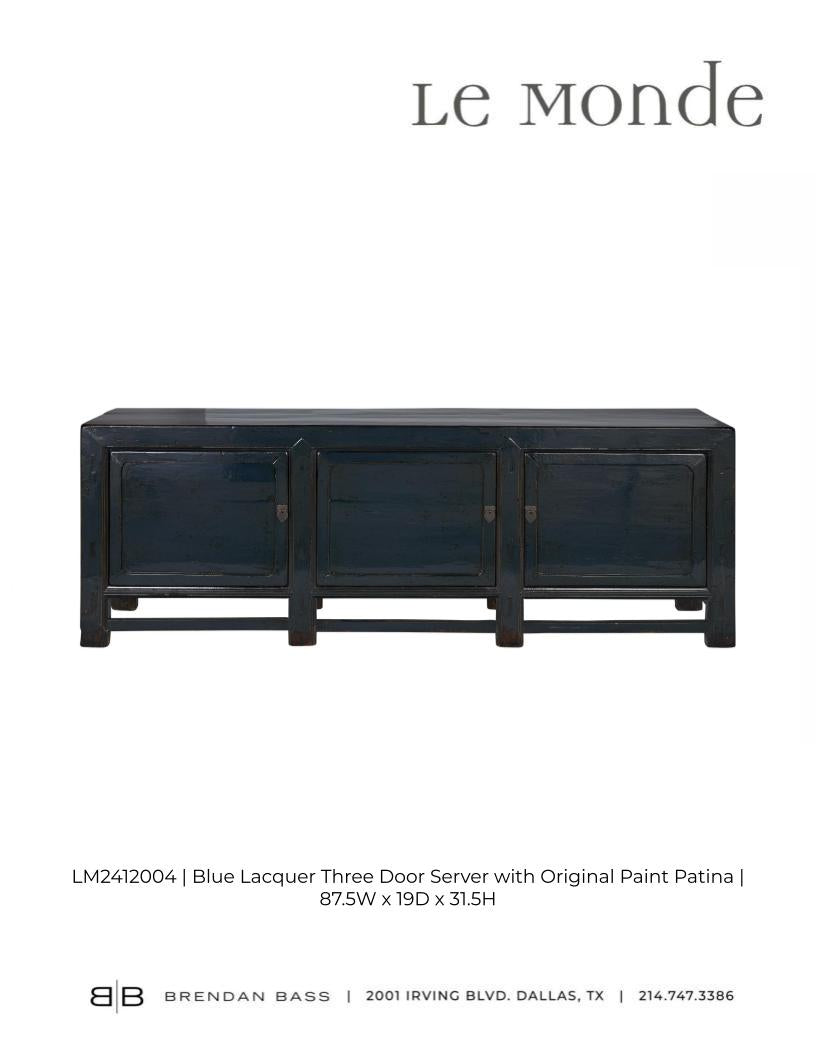Blue Lacquer Server in Original Paint Patina