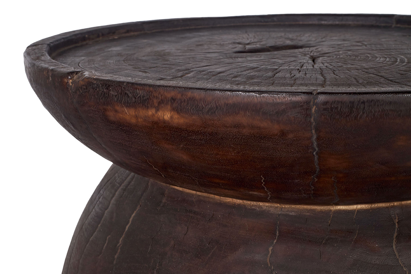 Ebonized Carved Wood Side Table