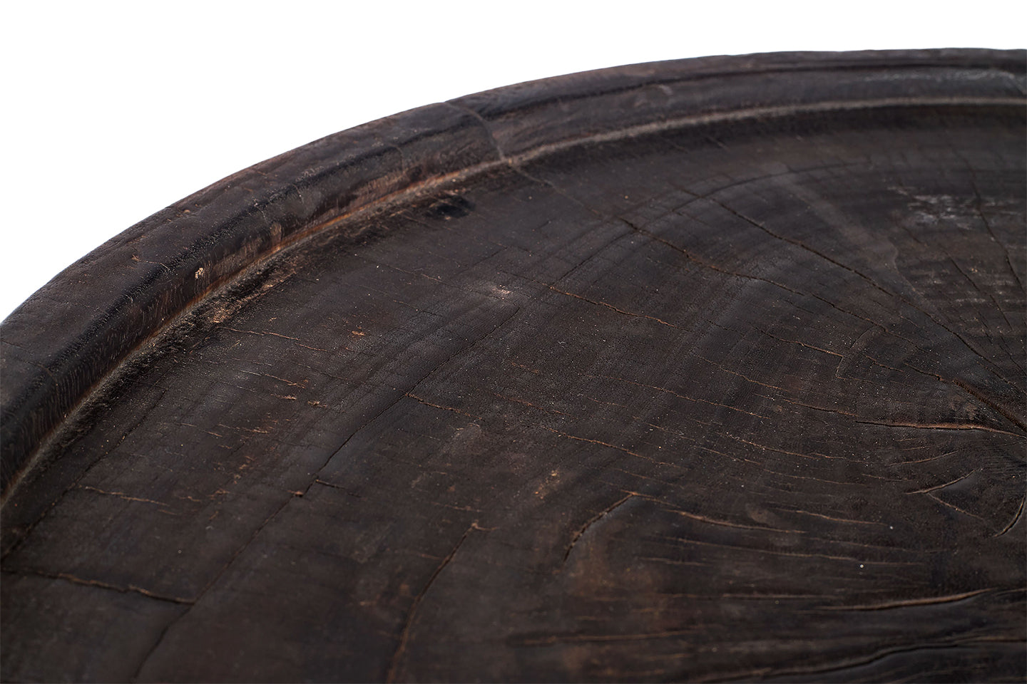 Ebonized Carved Wood Side Table