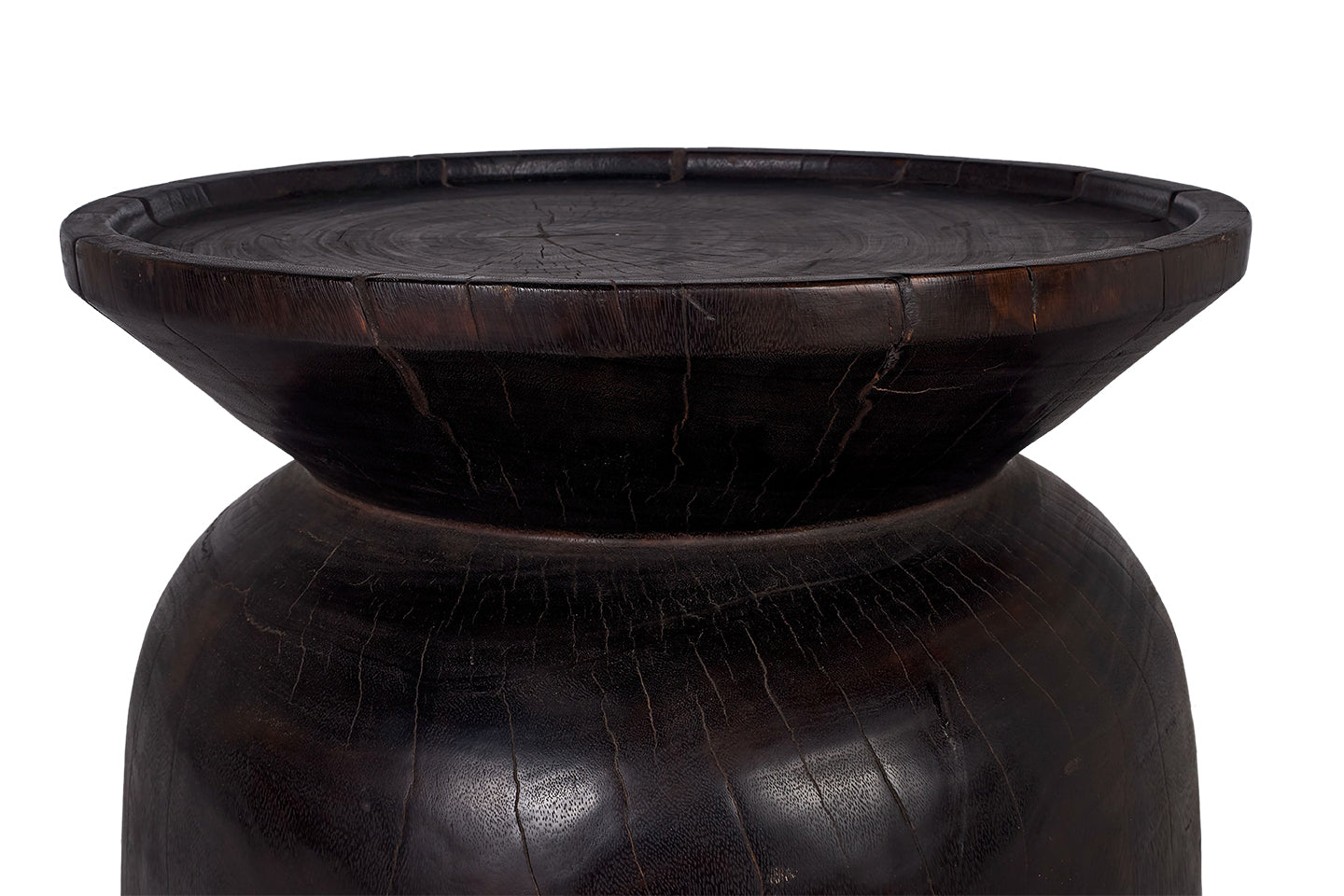 Ebonized Carved Wood Side Table
